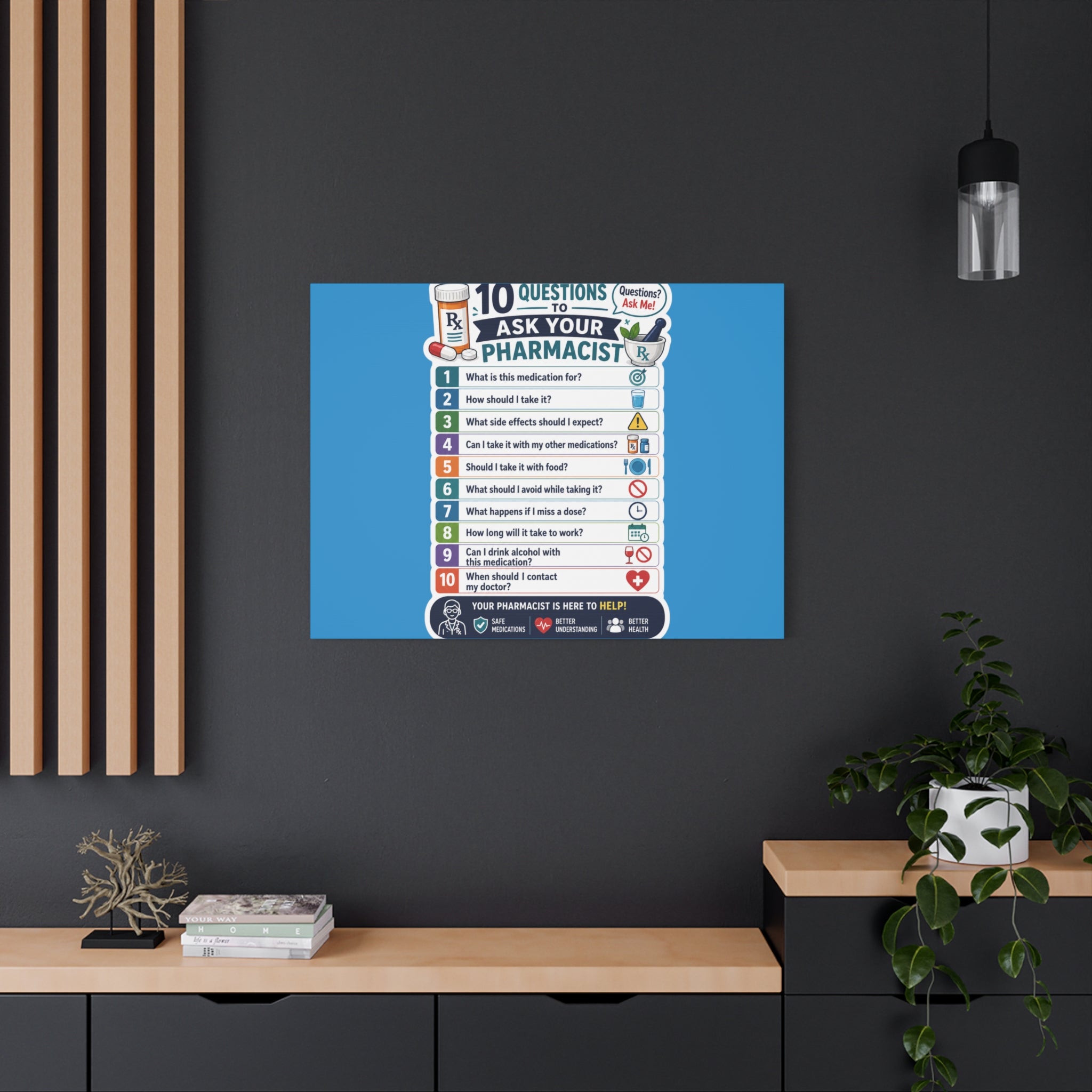 Pharmacist Questions Canvas Print — "10 Questions to Ask Your Pharmacist"
