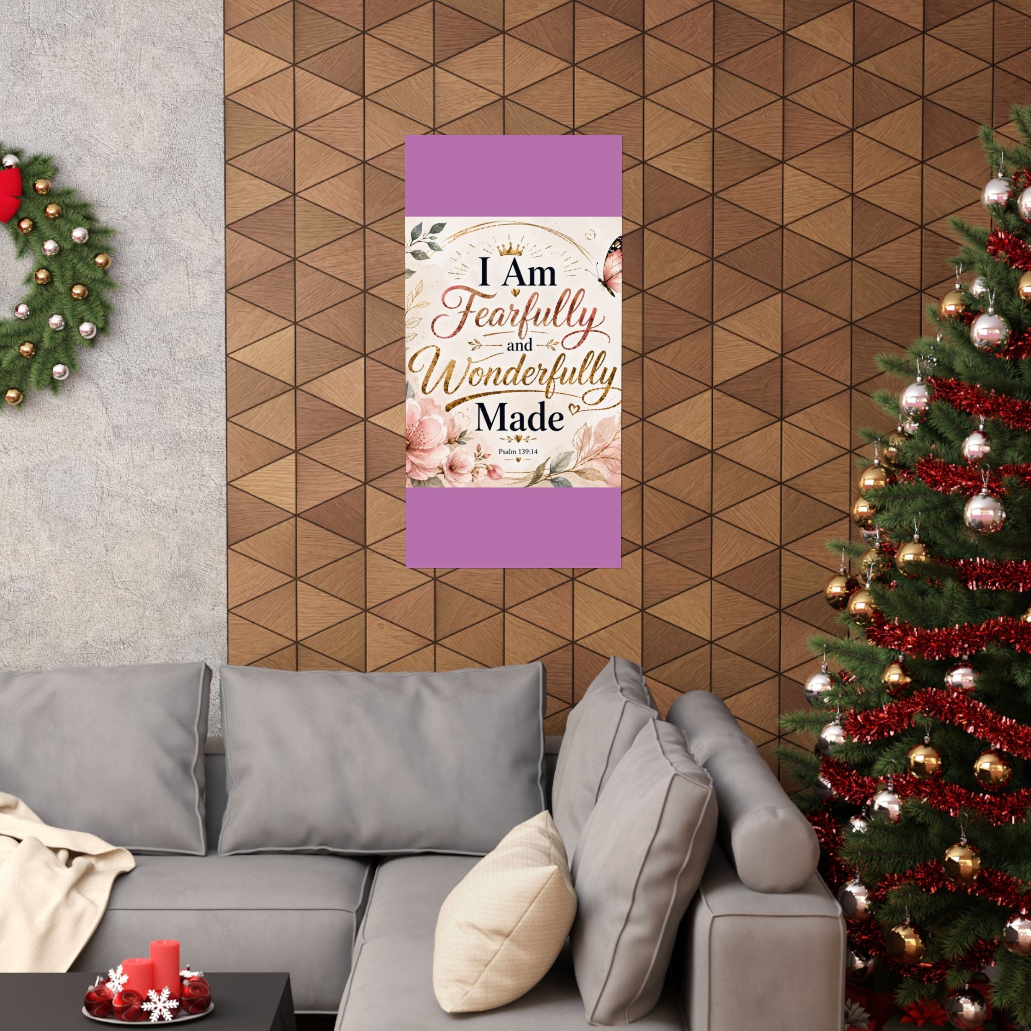 Fearfully & Wonderfully Made Vertical Poster — Inspirational Christian Wall Art (Psalm 139:14)