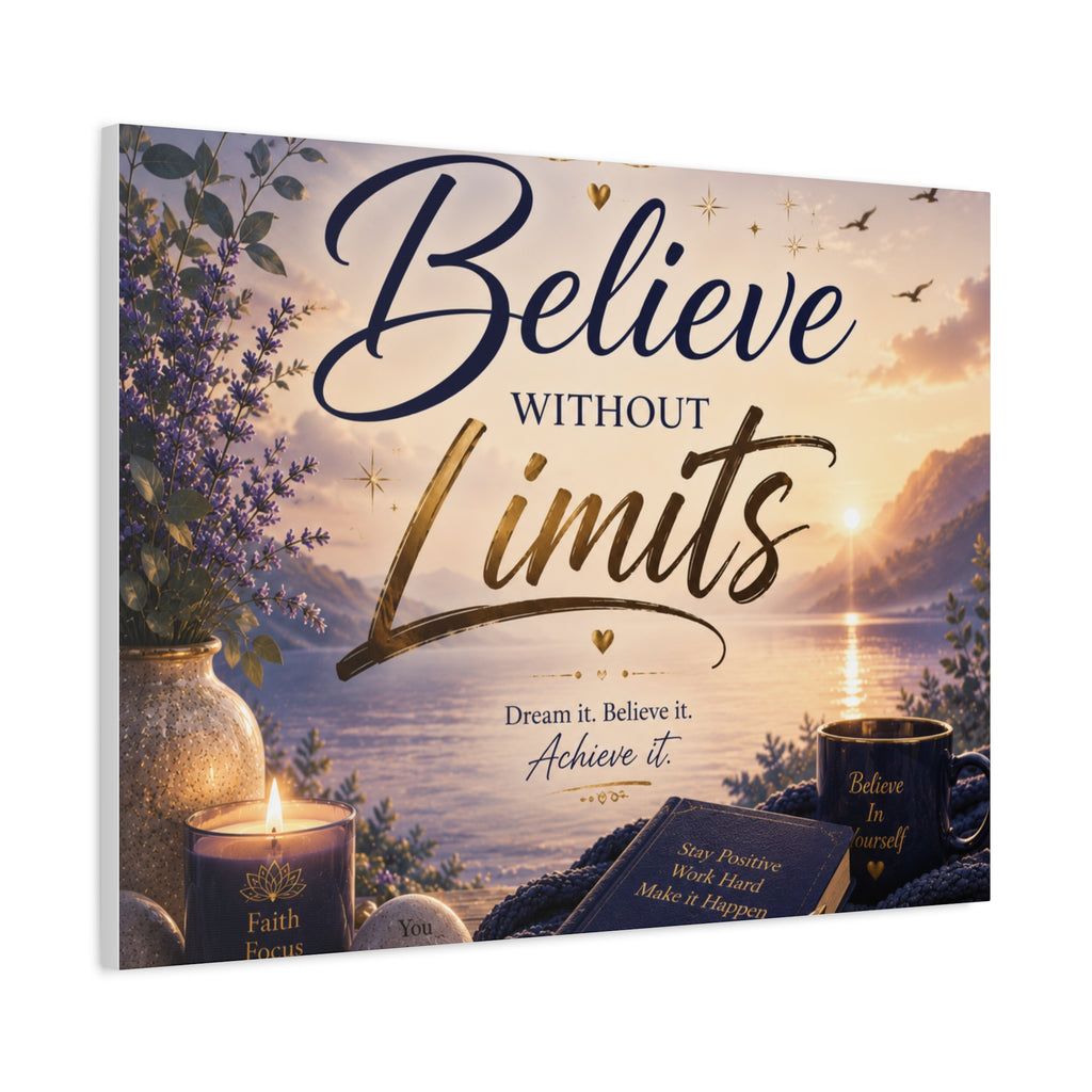 Believe Without Limits Canvas Wall Art – Inspirational Stretched Matte Print