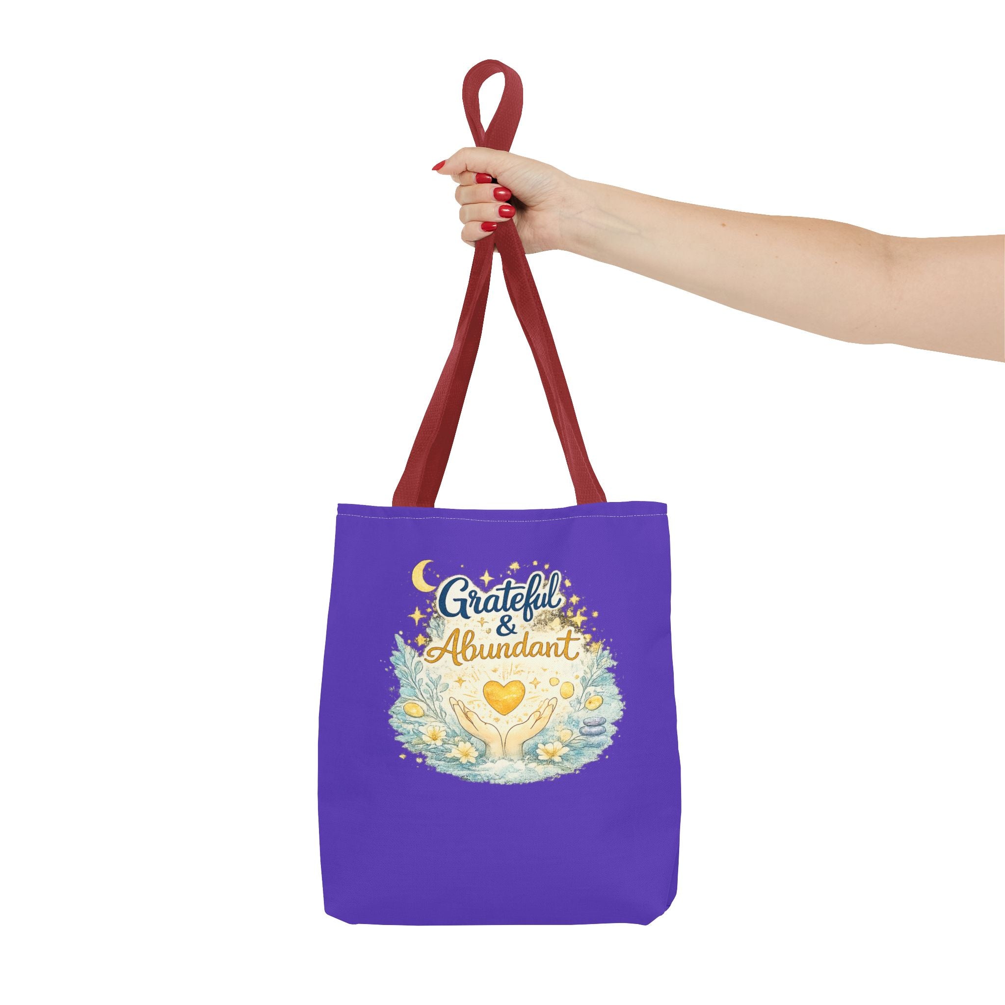Grateful & Abundant Purple Tote Bag — Inspirational Everyday Shopper