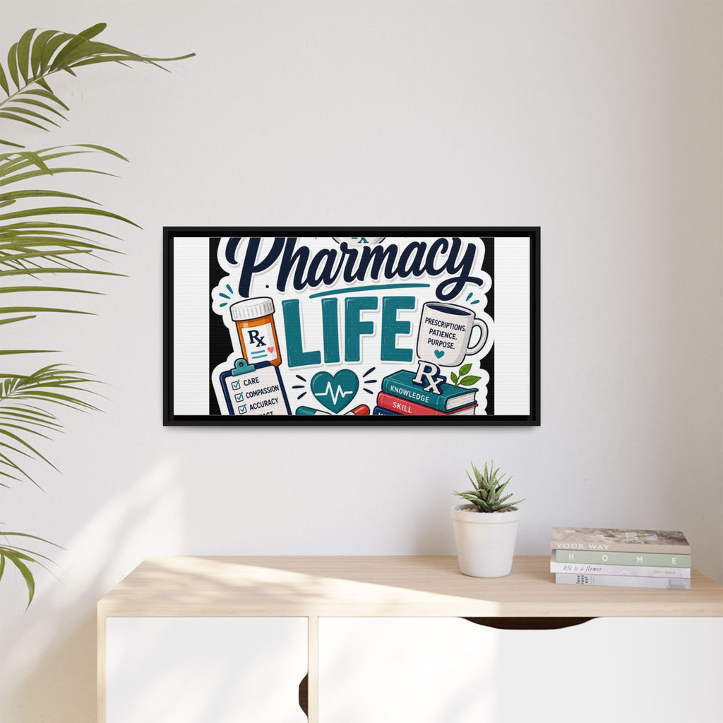 Pharmacy Life Framed Canvas Art — Colorful Pharmacist Wall Decor