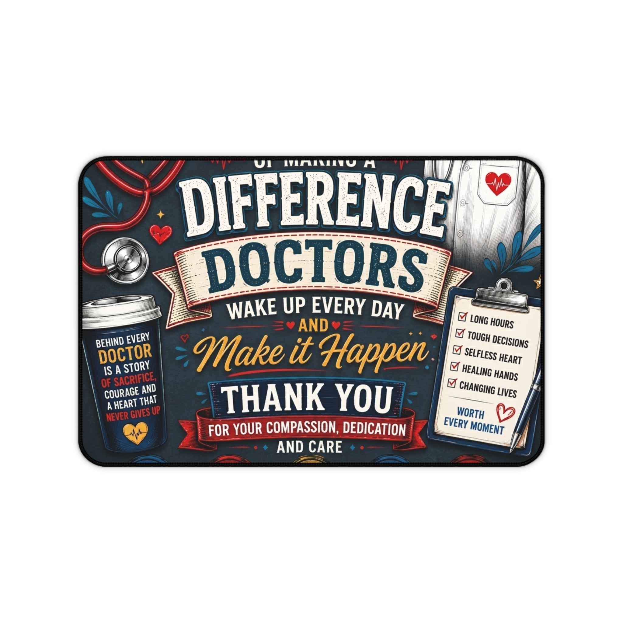 Doctor Appreciation Desk Mat – "Making a Difference" Thank You Gift