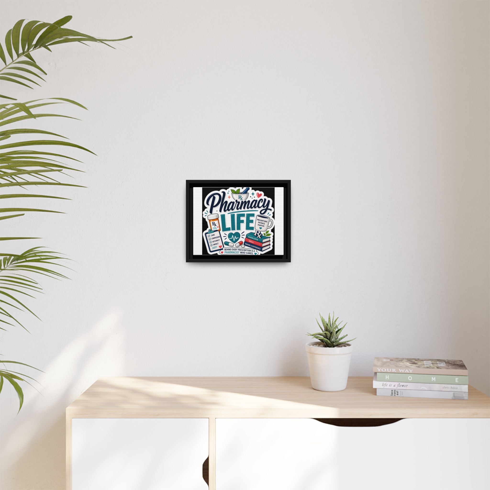 Pharmacy Life Framed Canvas Art — Colorful Pharmacist Wall Decor