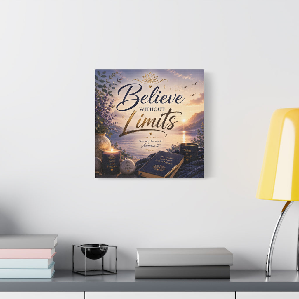 Believe Without Limits Canvas Wall Art – Inspirational Stretched Matte Print