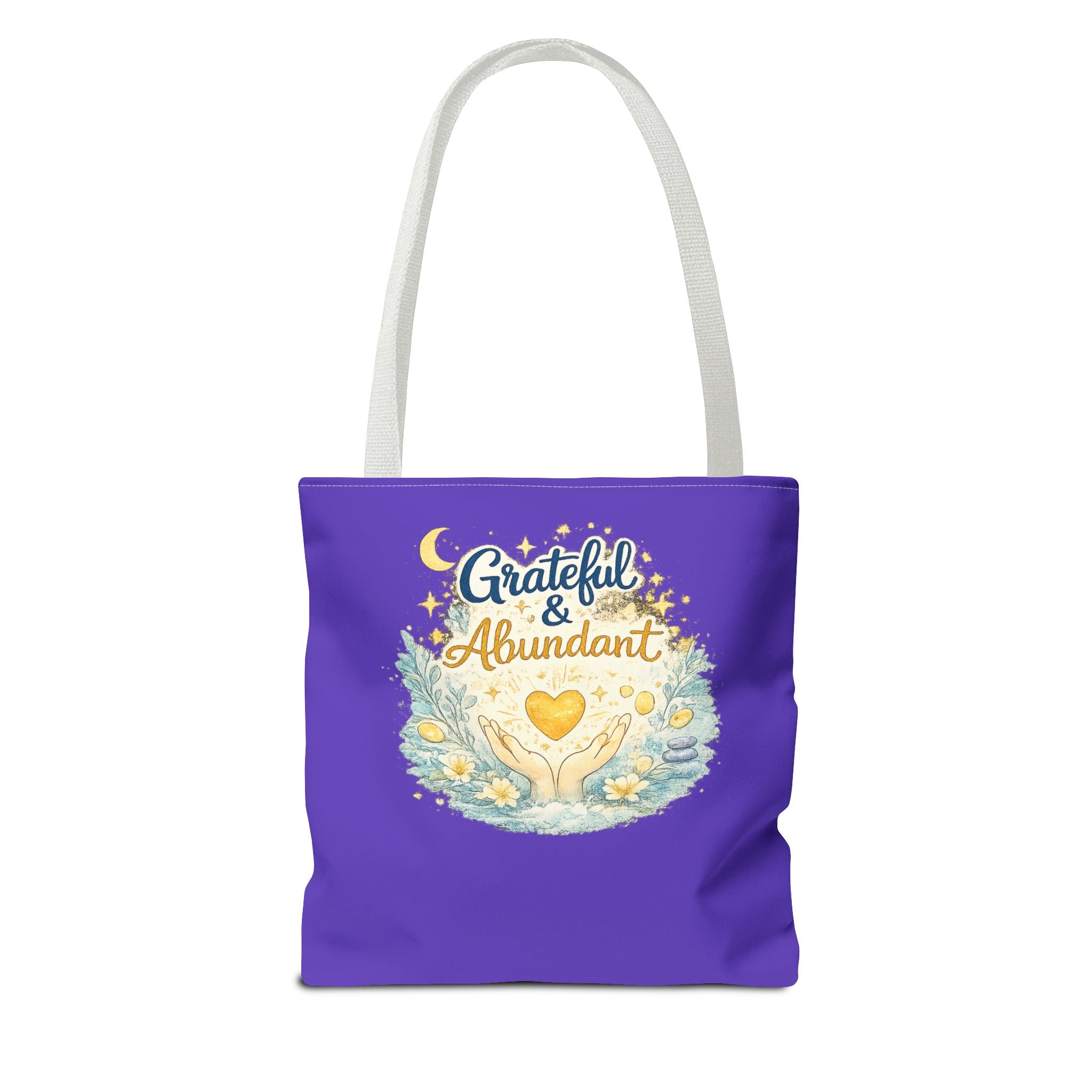 Grateful & Abundant Purple Tote Bag — Inspirational Everyday Shopper