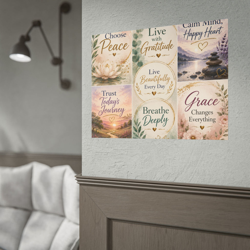 Rolled Poster - Inspirational Wall Art Set: "Choose Peace / Live with Gratitude / Calm Mind, Happy Heart / Trust Today's Journey / [...]