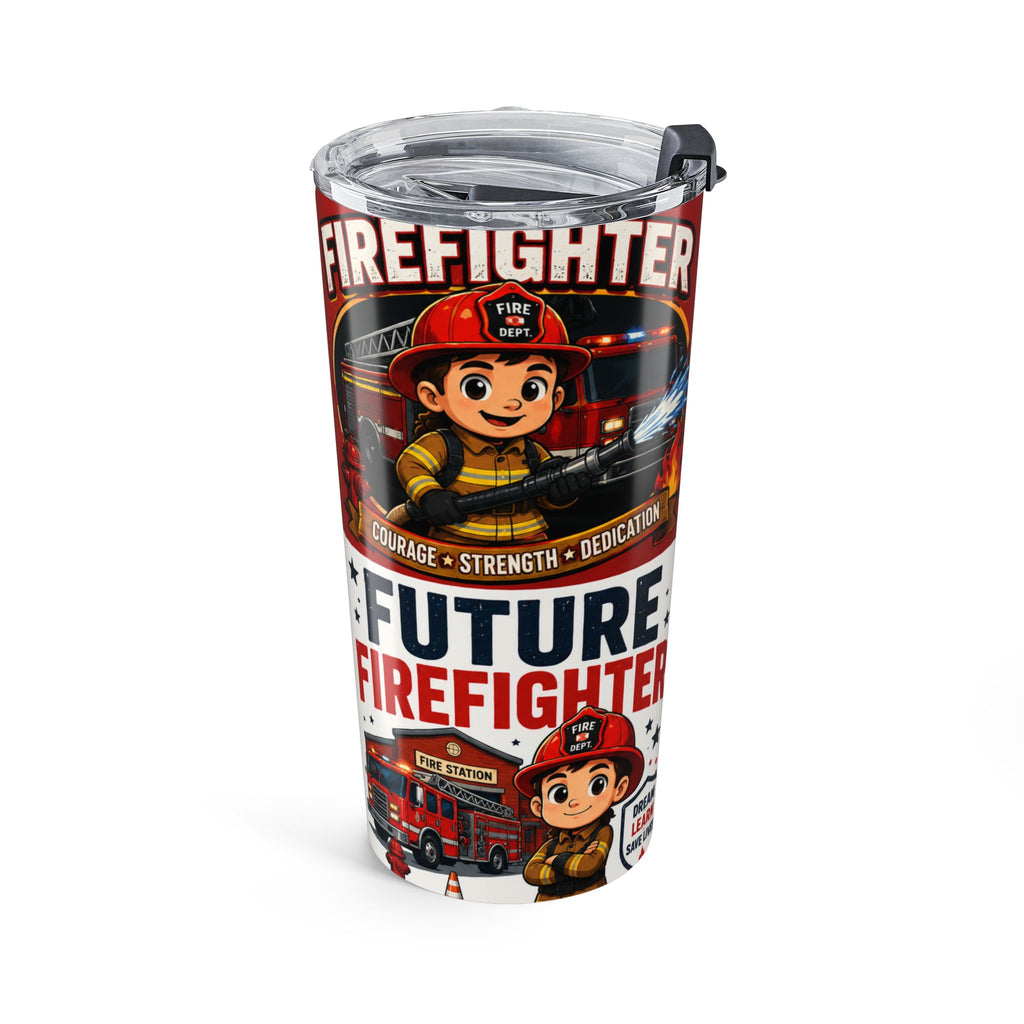 Firefighter 20oz Tumbler — Cute Firefighter Cartoon Travel Mug, Rescue Team Gift