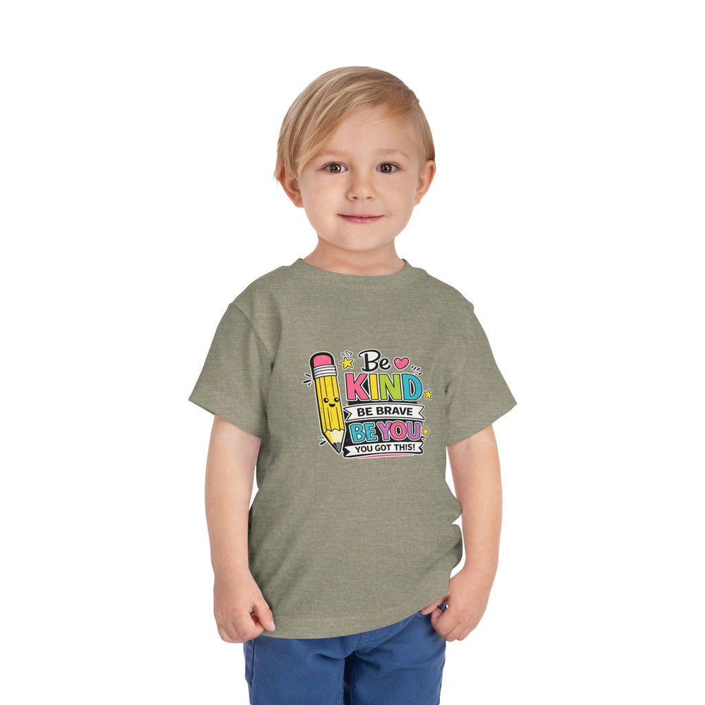 Be Kind Pencil Toddler Tee — "Be Kind, Be Brave, Be You" Inspirational Kids Shirt