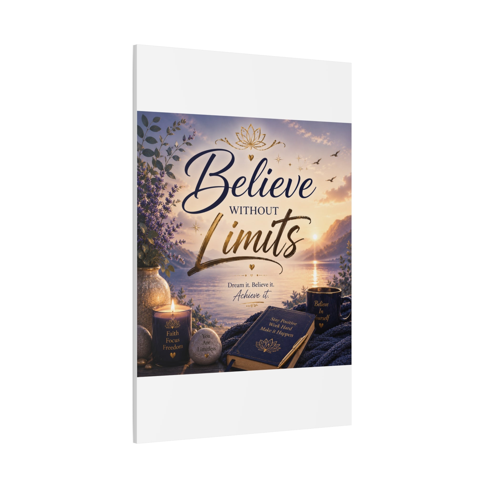 Believe Without Limits Canvas Wall Art – Inspirational Stretched Matte Print