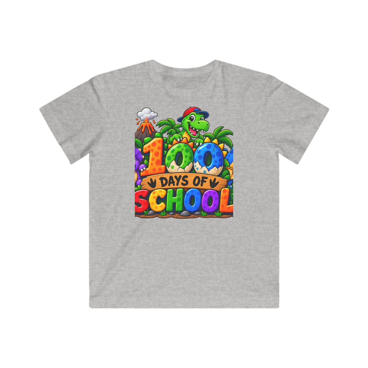 Kids 100 Days of School T-Shirt – Colorful Dino Celebration Tee