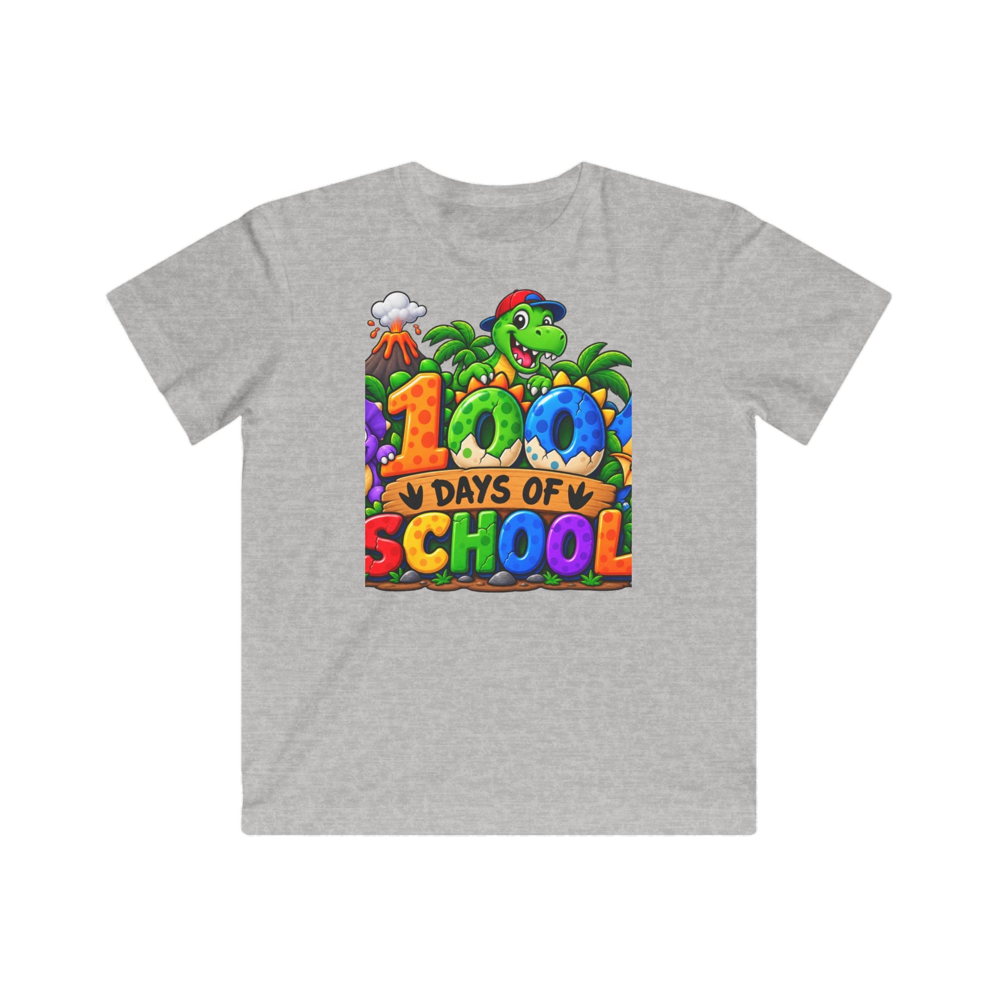 Kids 100 Days of School T-Shirt – Colorful Dino Celebration Tee