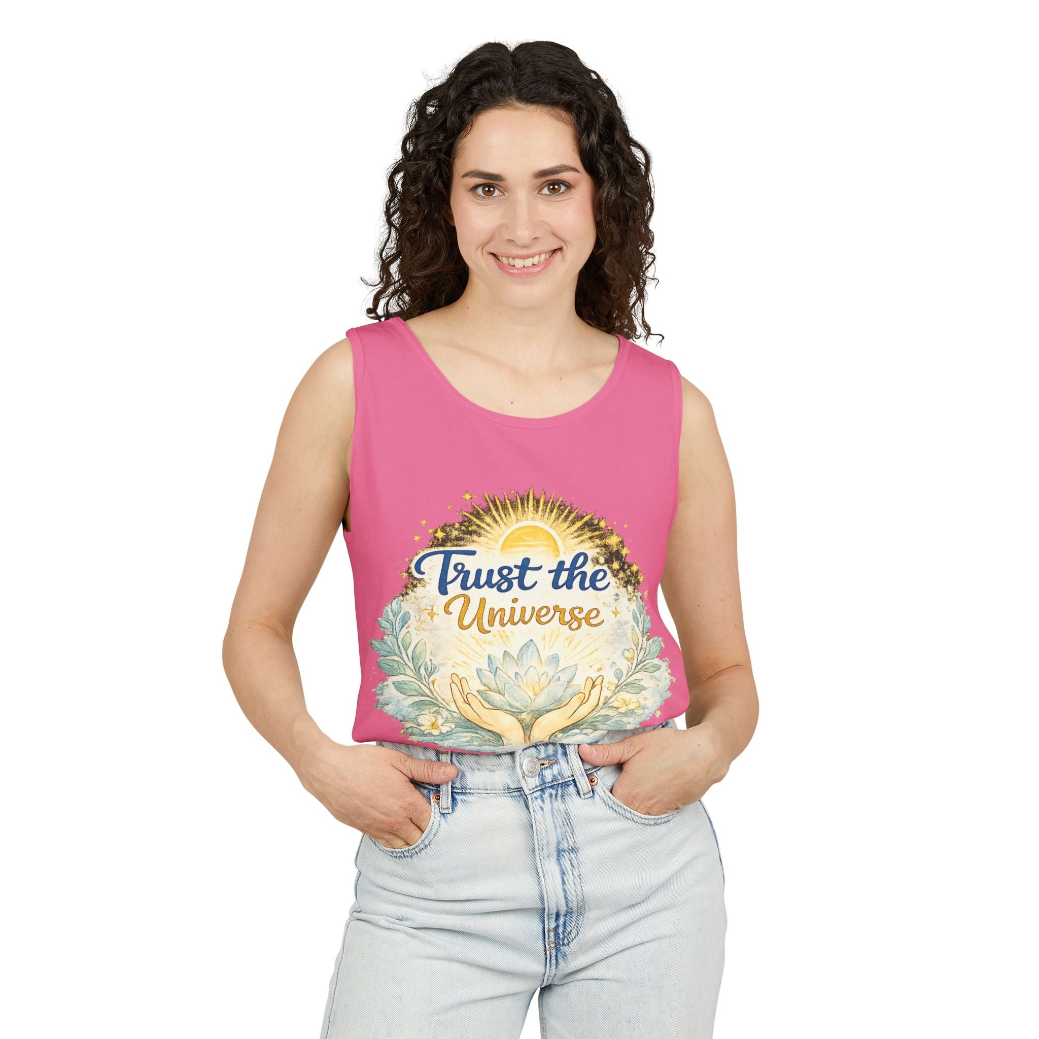 Trust the Universe Tank Top — Spiritual Lotus Graphic Vest