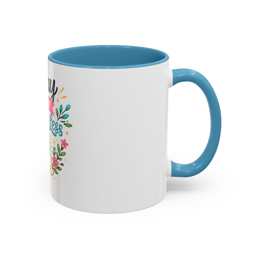 Pray More Worry Less Accent Coffee Mug — Inspirational Floral Prayer Gift (11/15oz)