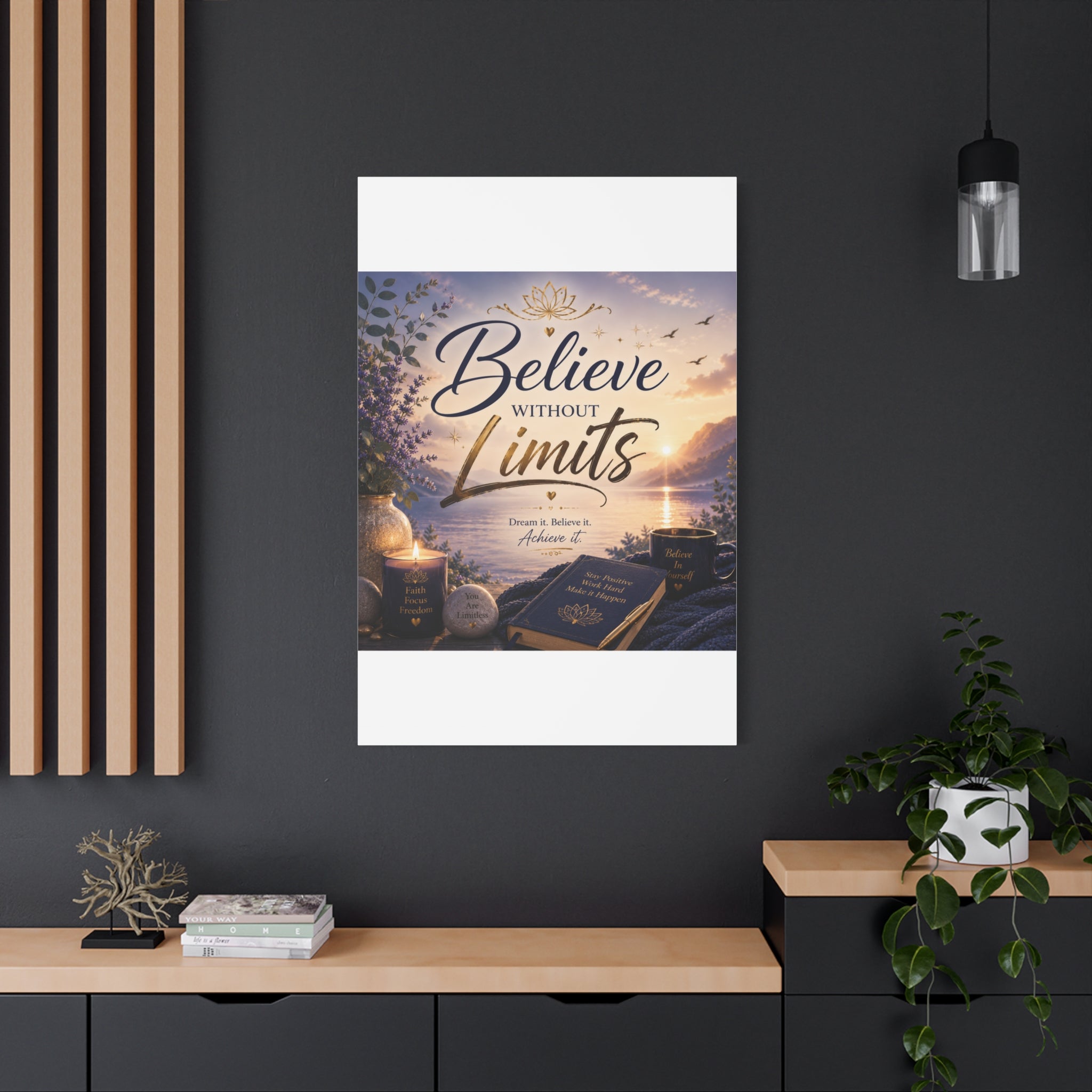 Believe Without Limits Canvas Wall Art – Inspirational Stretched Matte Print