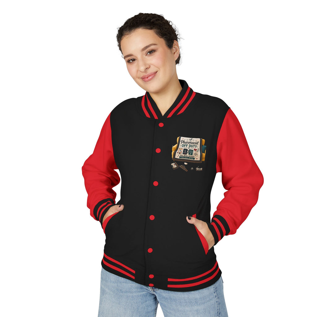 Letterman Jacket — 'Pharmacist Off Duty' Retro Patch Design