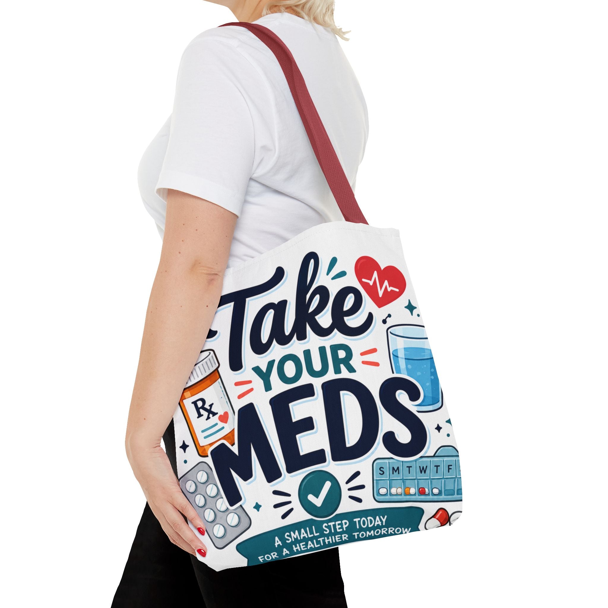 Take Your Meds Tote Bag — Medication Reminder Canvas Tote for Caregivers & Seniors