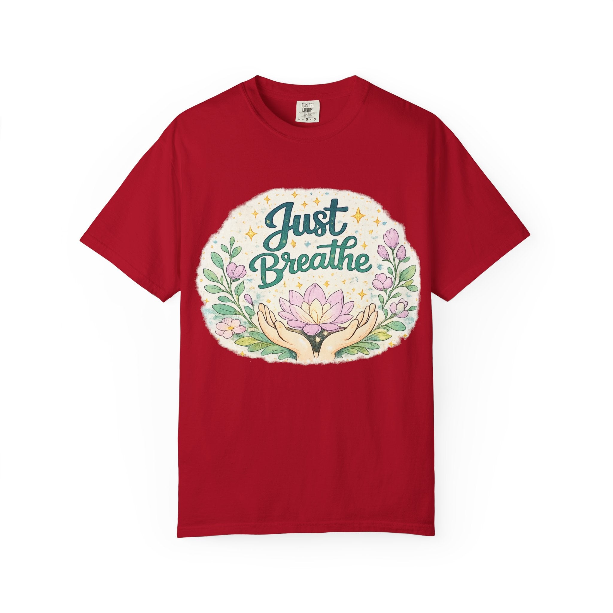Just Breathe T-Shirt — Floral Lotus Mindfulness Tee