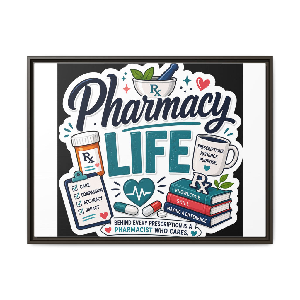 Pharmacy Life Framed Canvas Art — Colorful Pharmacist Wall Decor