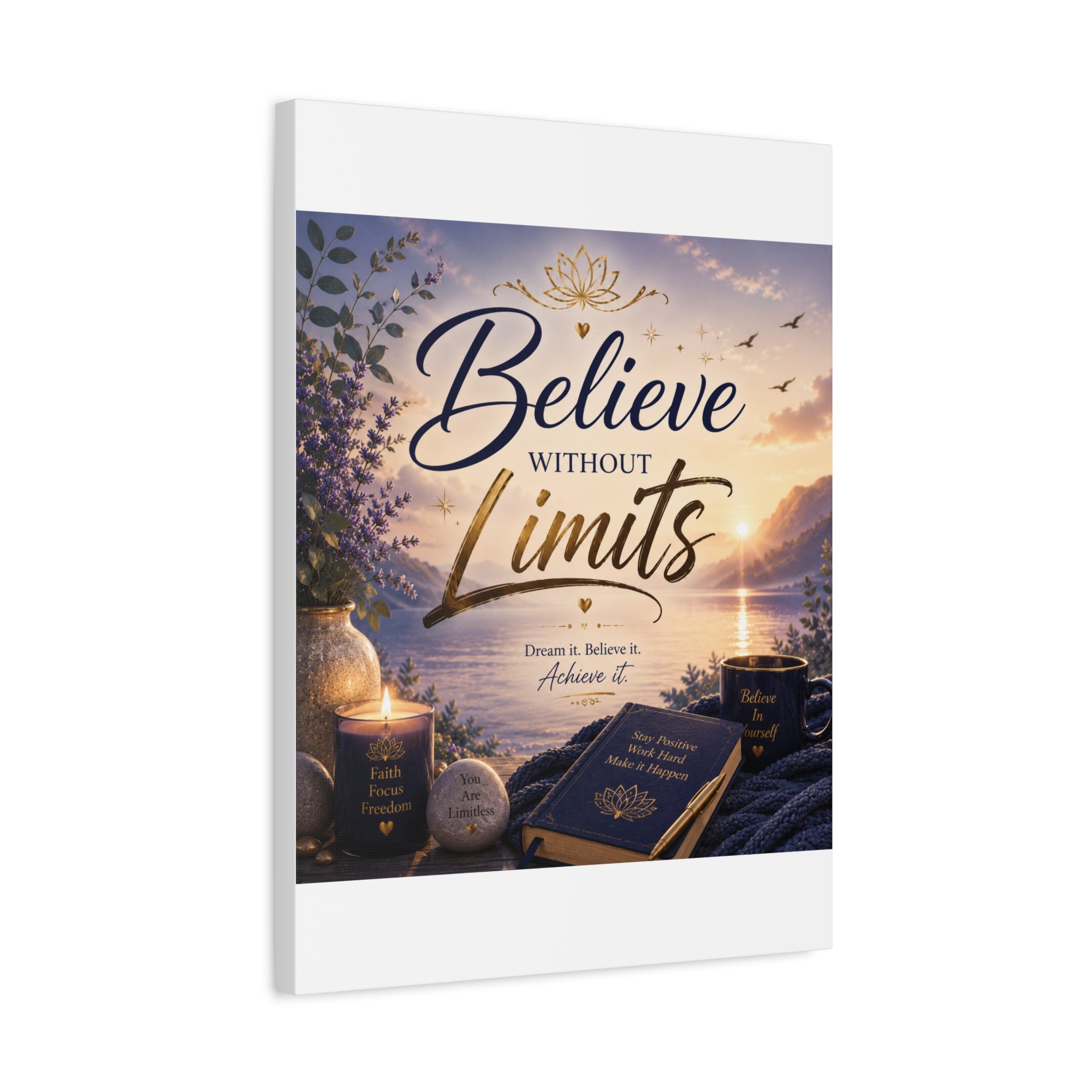 Believe Without Limits Canvas Wall Art – Inspirational Stretched Matte Print