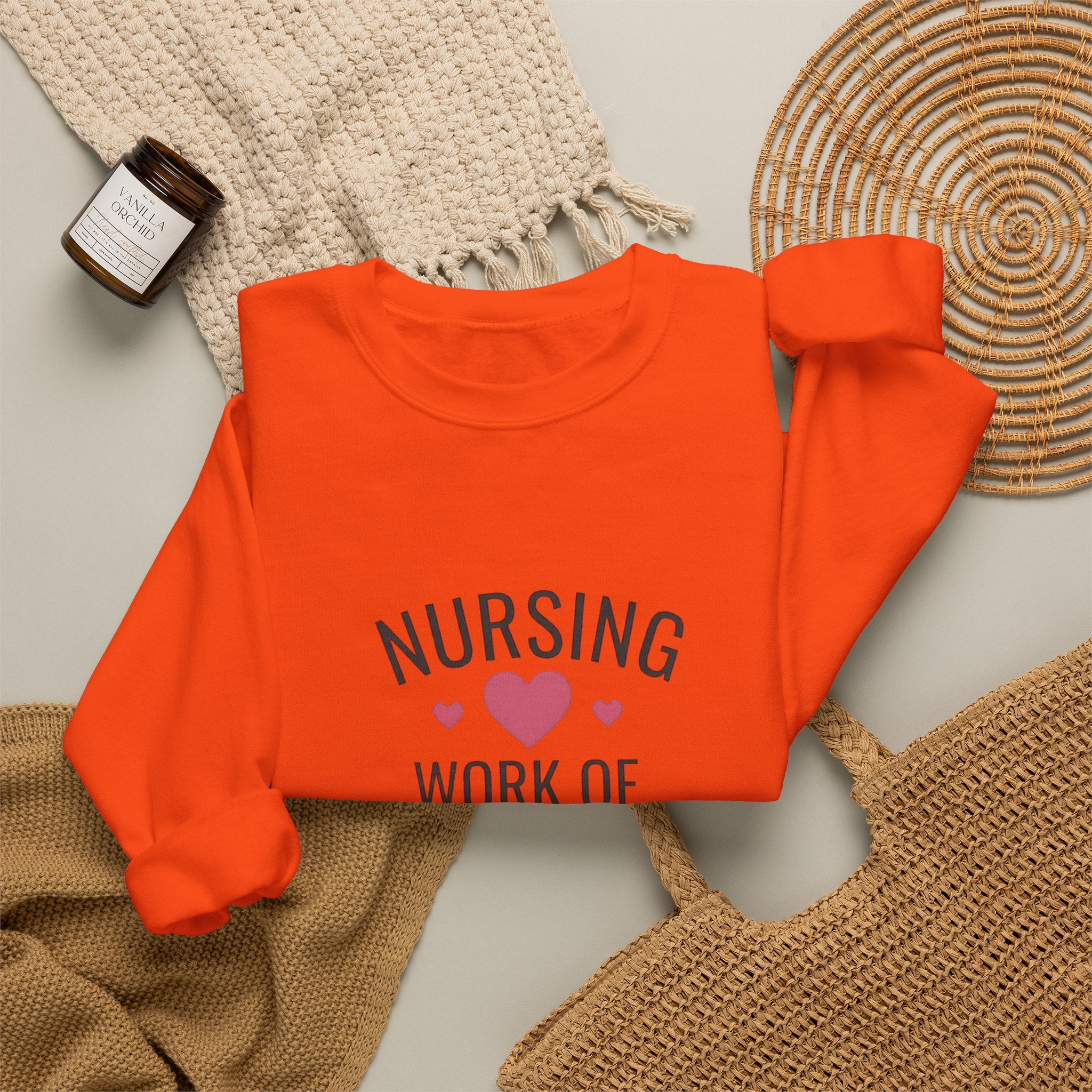 Nursing Work of Heart Crewneck Sweatshirt — Nurse Appreciation Pullover