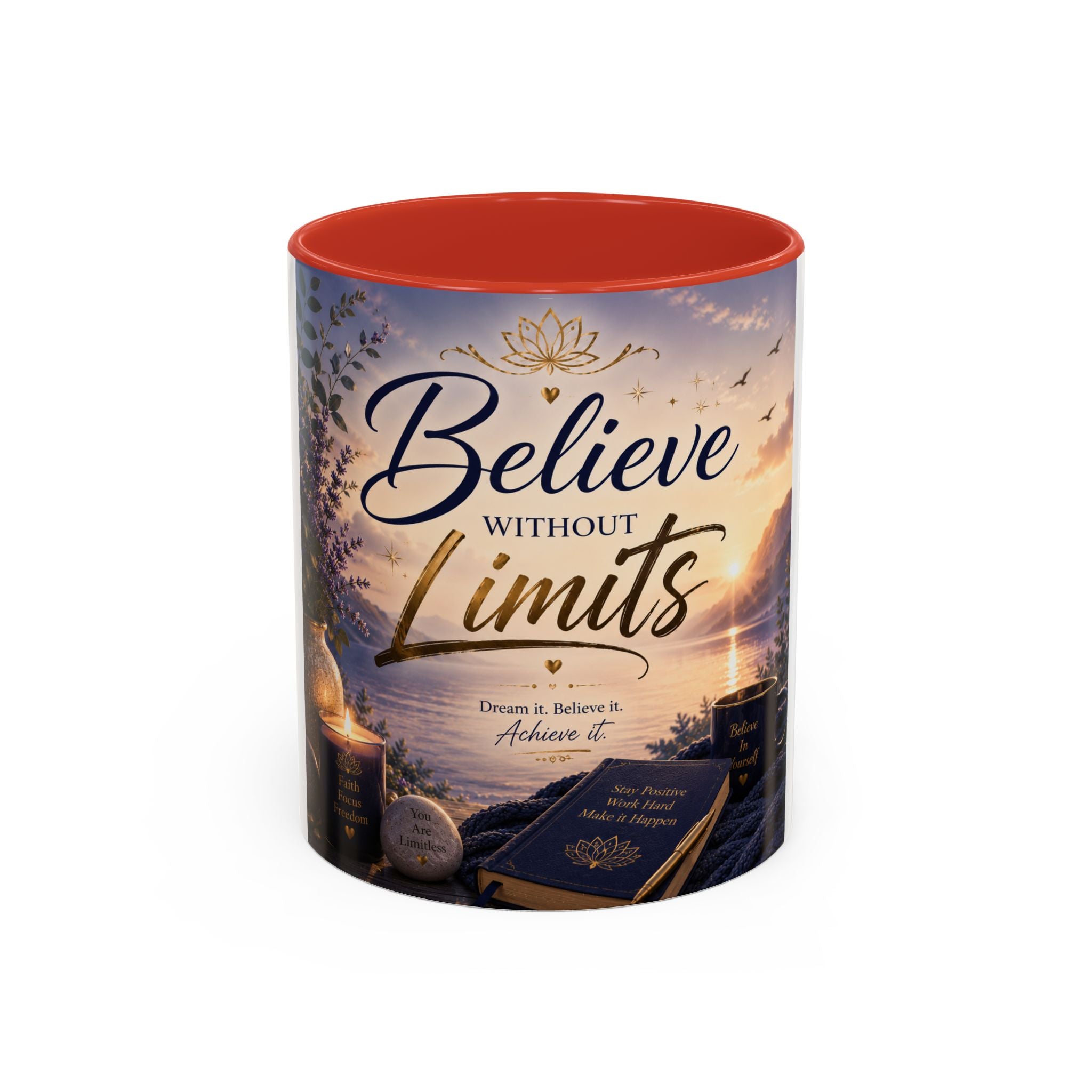 Believe Without Limits Coffee Mug — Inspirational Motivational Ceramic Mug (11/15oz)