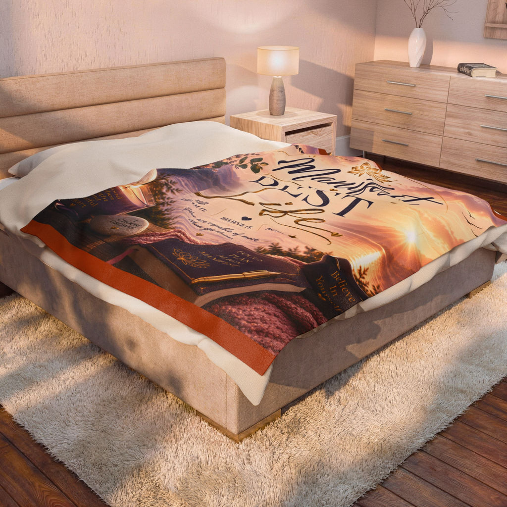 Manifest Your Best Life Velveteen Plush Blanket — Inspirational Cozy Throw for Mindfulness & Self-Care