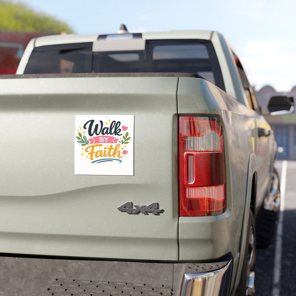 Walk By Faith Car Magnet — Inspirational Christian Faith Magnetic Decal