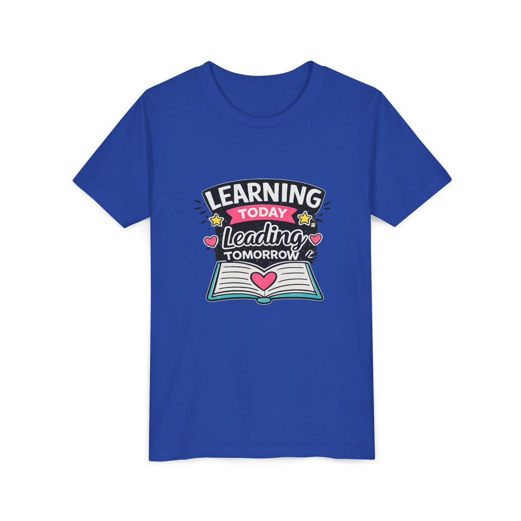 Youth Tee — "Learning Today, Leading Tomorrow" School Kids Graphic T-Shirt