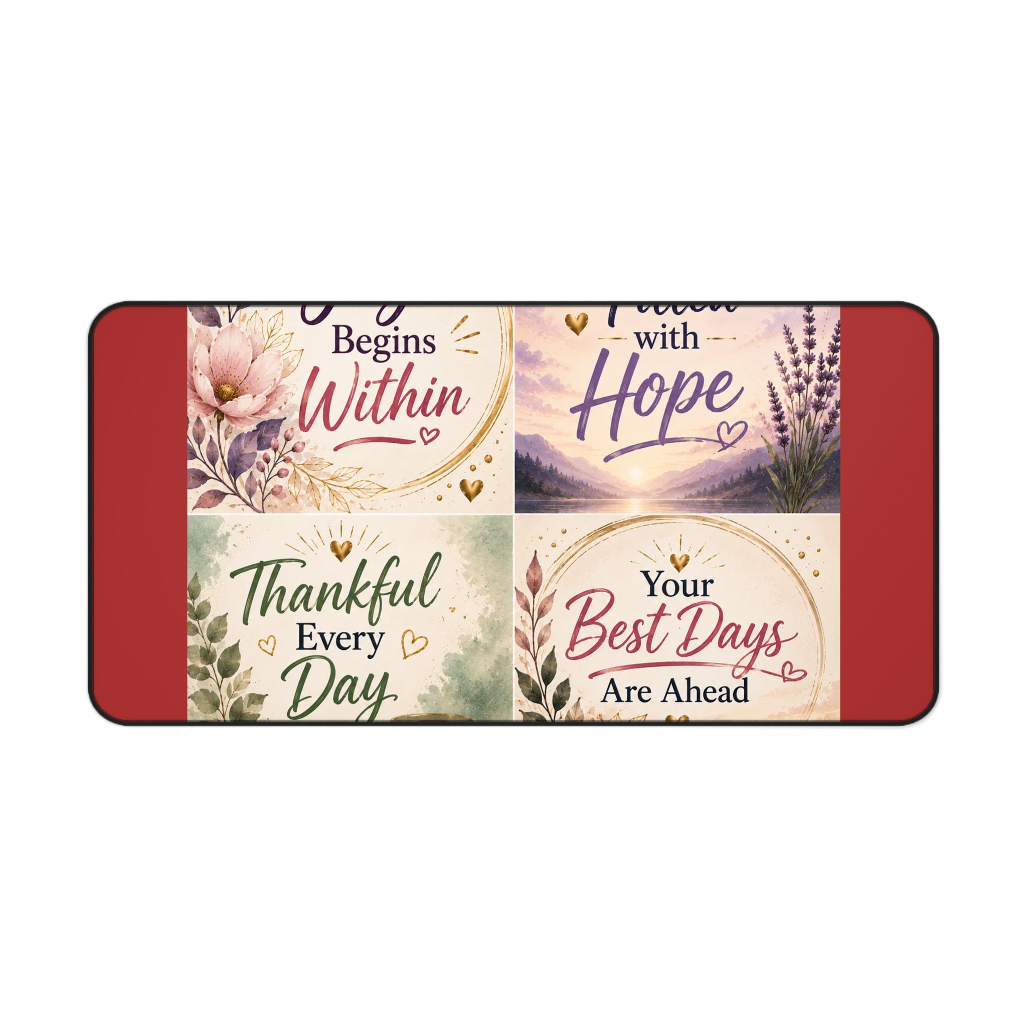 Inspirational Desk Mat — Joy Begins Within, Filled with Hope, Thankful Every Day, Your Best Days Are Ahead