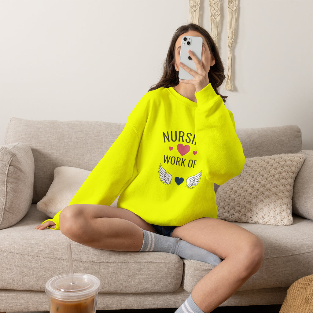 Nursing Work of Heart Crewneck Sweatshirt — Nurse Appreciation Pullover