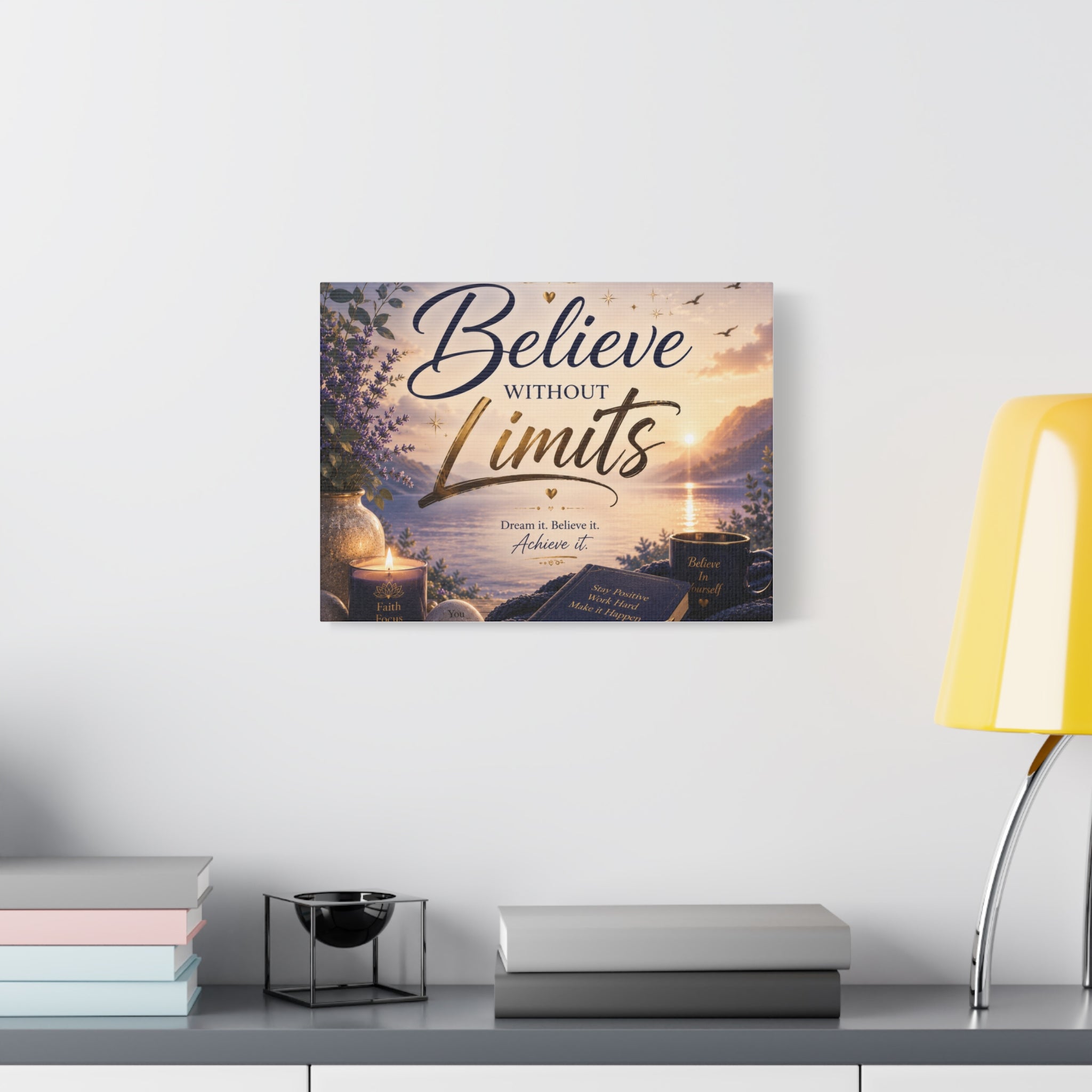 Believe Without Limits Canvas Wall Art – Inspirational Stretched Matte Print