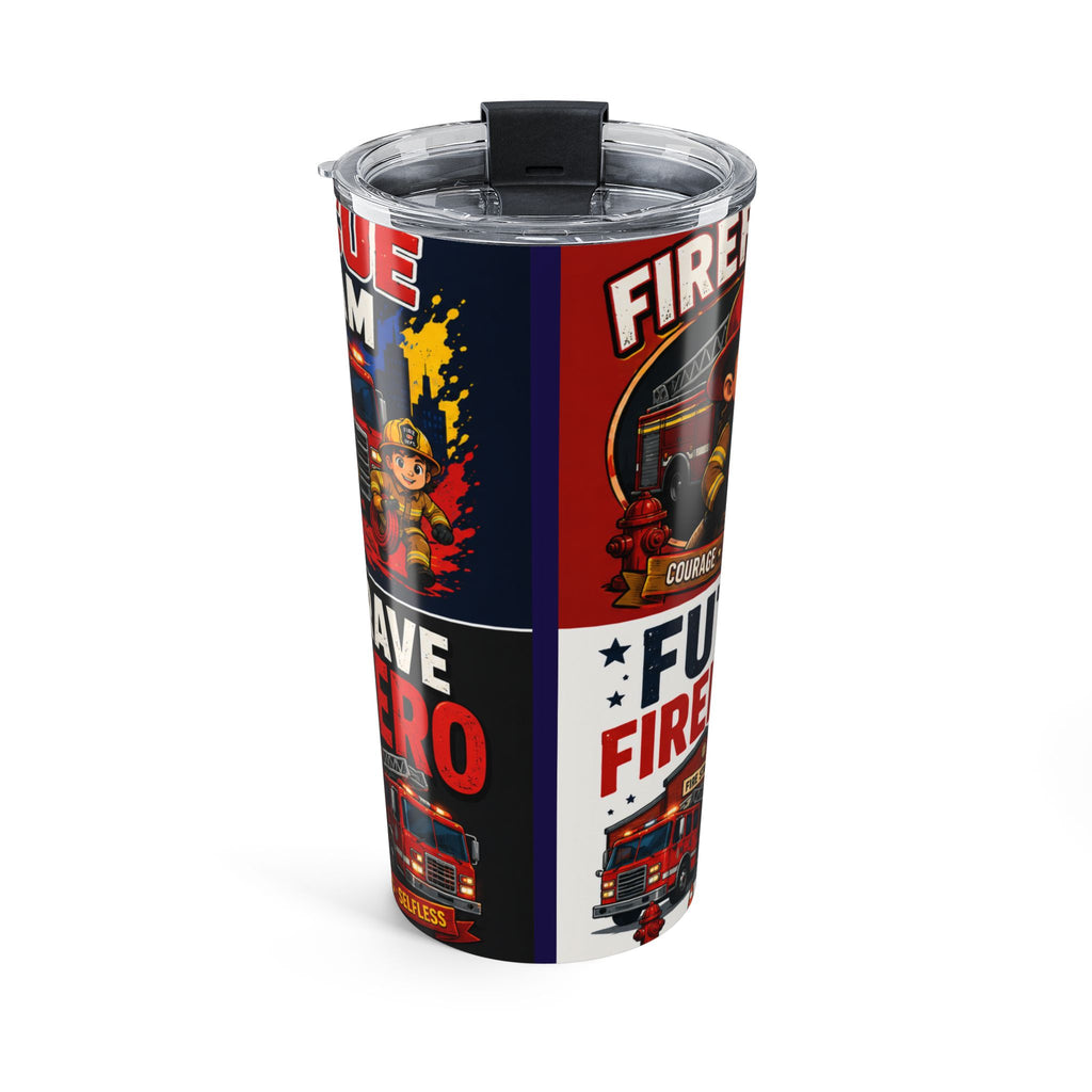 Firefighter 20oz Tumbler — Cute Firefighter Cartoon Travel Mug, Rescue Team Gift