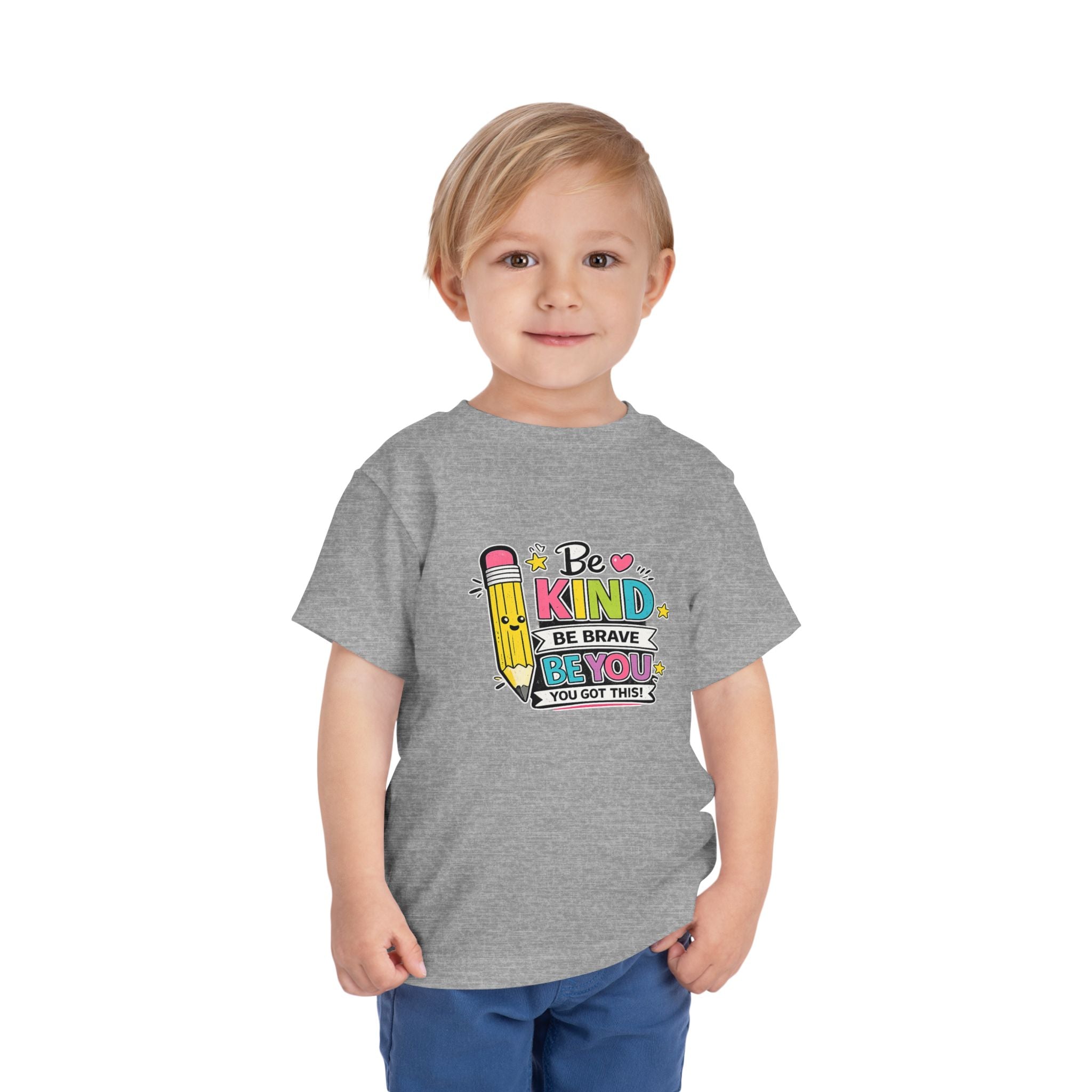 Be Kind Pencil Toddler Tee — "Be Kind, Be Brave, Be You" Inspirational Kids Shirt