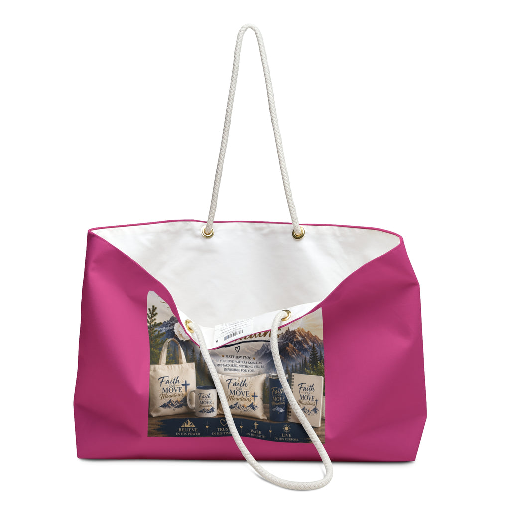 Faith Can Move Mountains Weekender Bag — Inspirational Christian Travel Tote