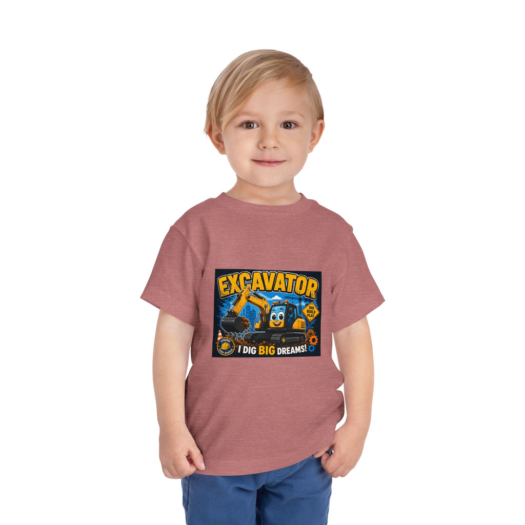 Excavator Toddler Tee — "I Dig Big Dreams" Construction Shirt