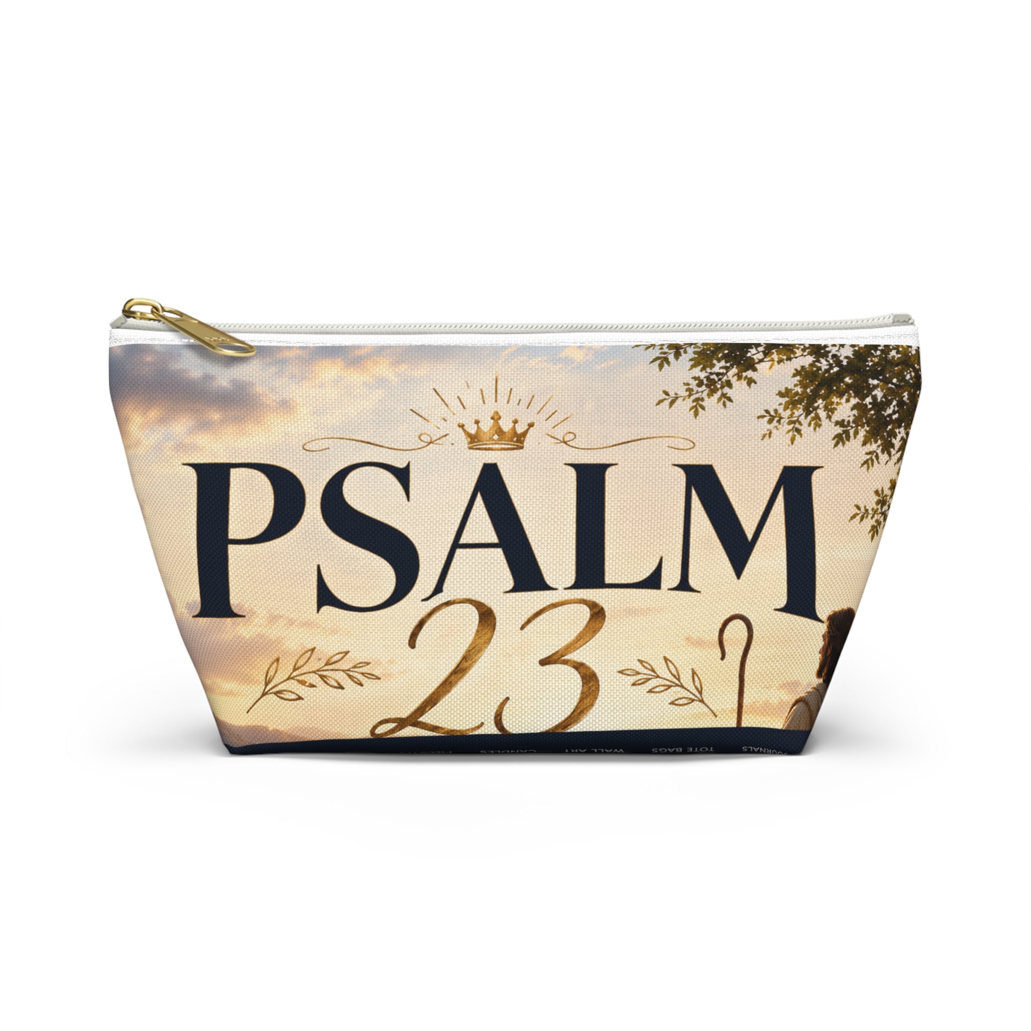 Psalm 23 Accessory Pouch — Christian Scripture Makeup Bag with 'The Lord Is My Shepherd' Design