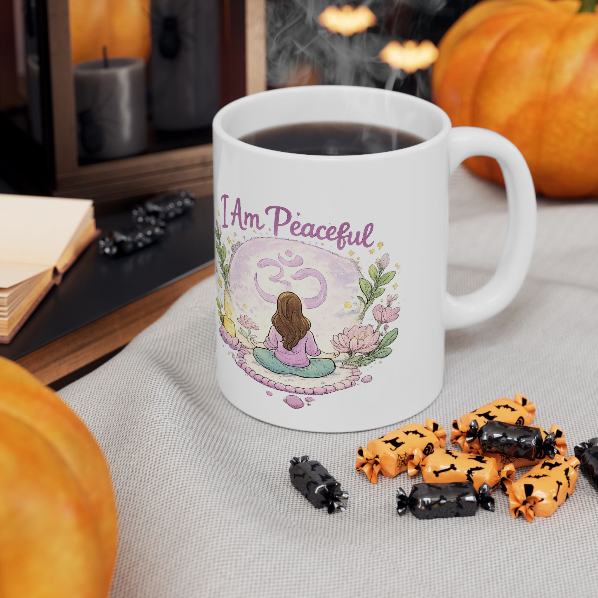Mindful Witch Ceramic Mug — "I Am Peaceful" Mystical Meditation Coffee Cup (11oz & 15oz)