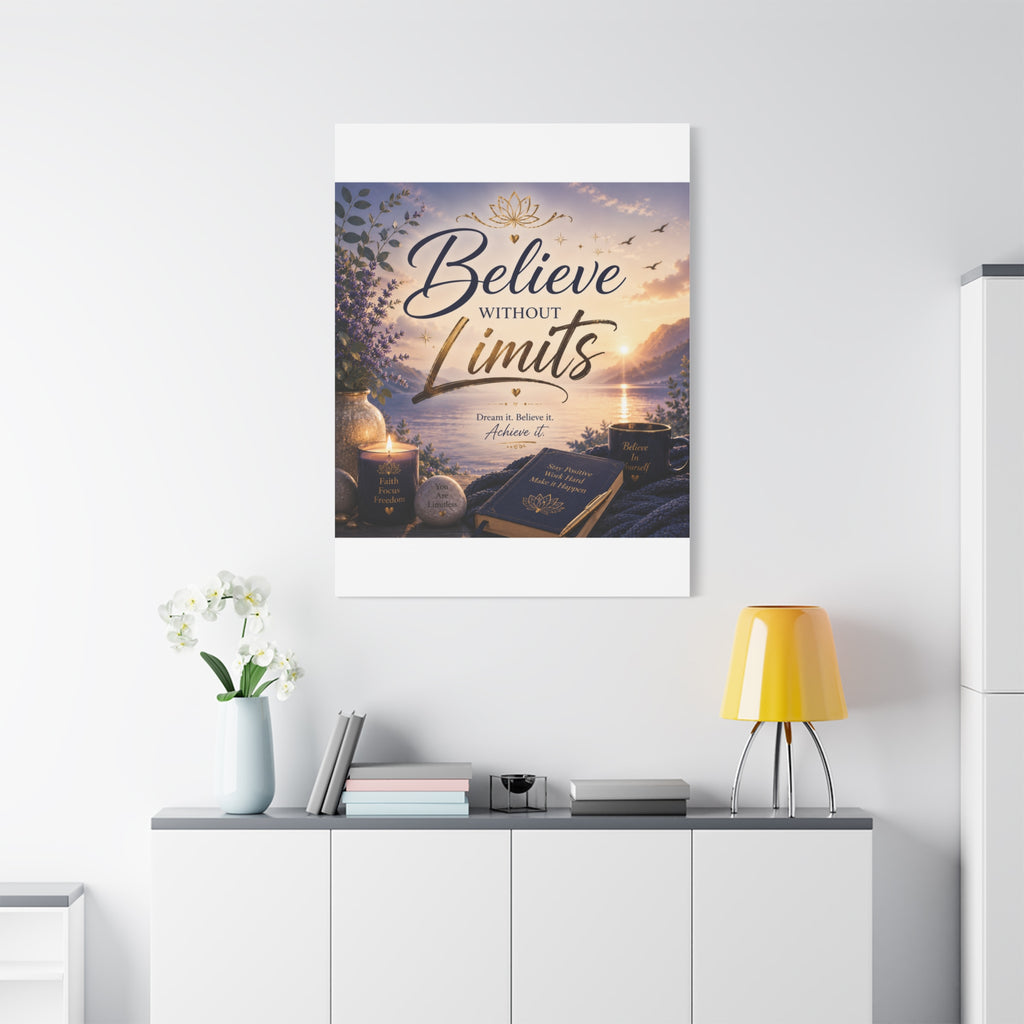 Believe Without Limits Canvas Wall Art – Inspirational Stretched Matte Print