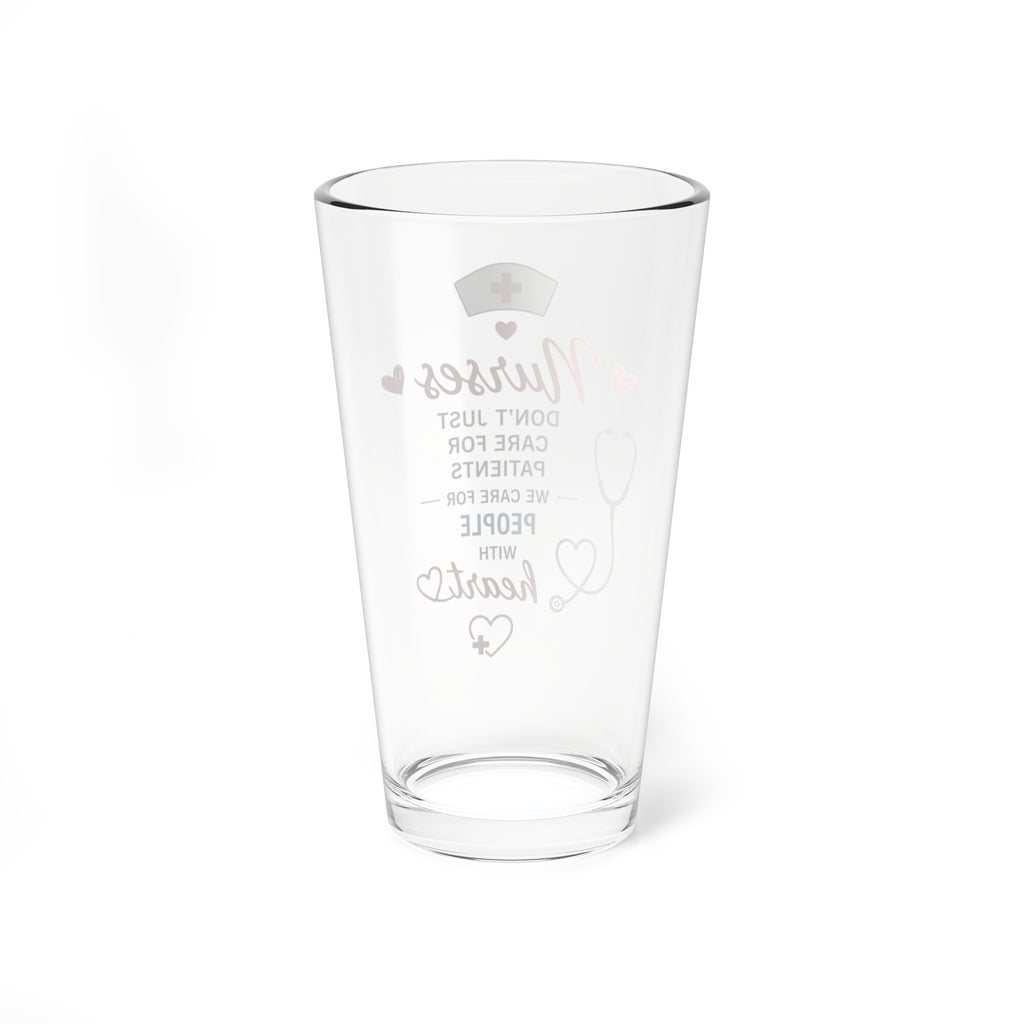 Mixing Glass — "Nurses: We Care for People with Heart" 16oz Gift Glass