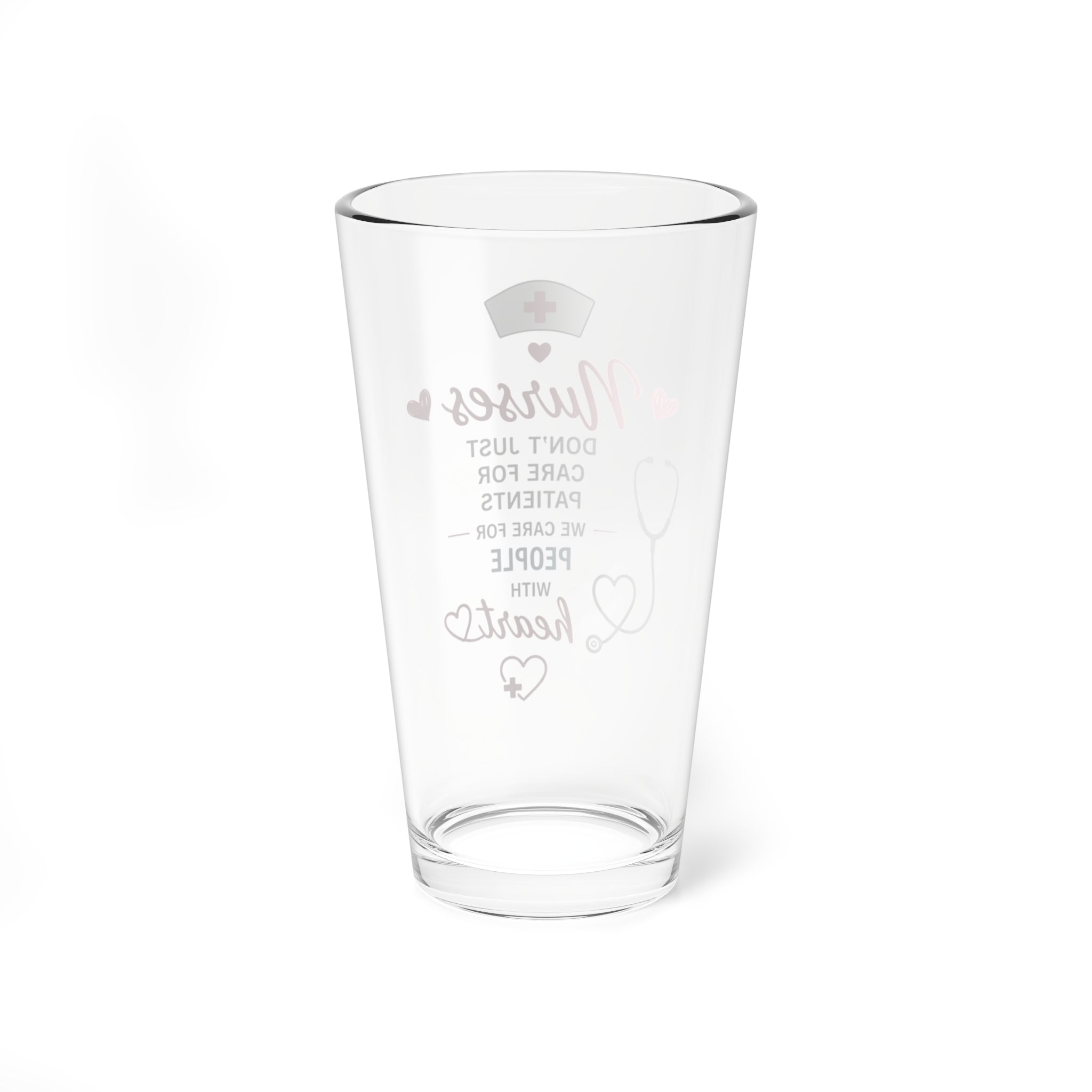 Mixing Glass — "Nurses: We Care for People with Heart" 16oz Gift Glass