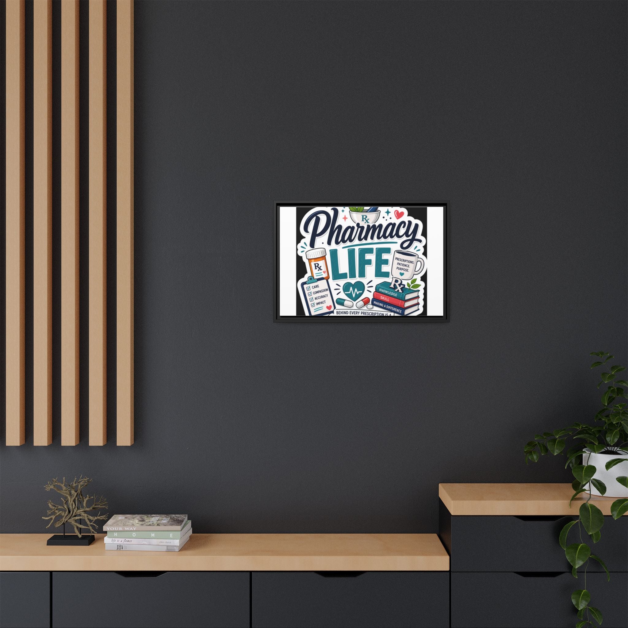 Pharmacy Life Framed Canvas Art — Colorful Pharmacist Wall Decor