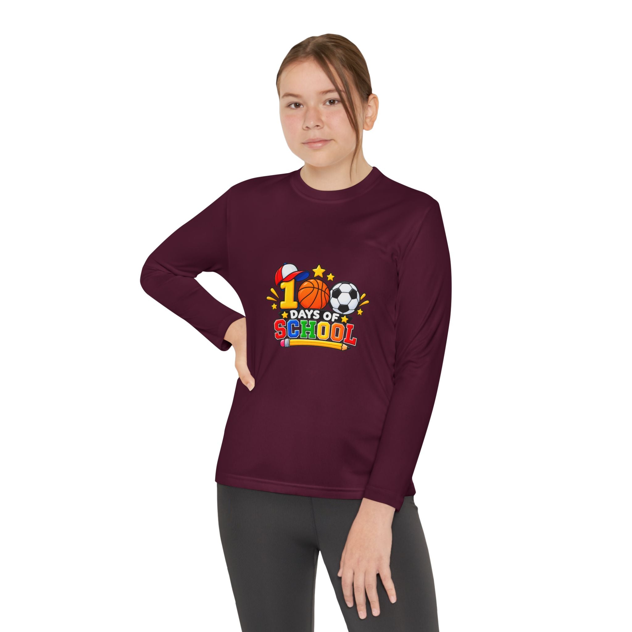 Youth Long Sleeve Tee – "1 Days of School" Sports Back-to-School Shirt