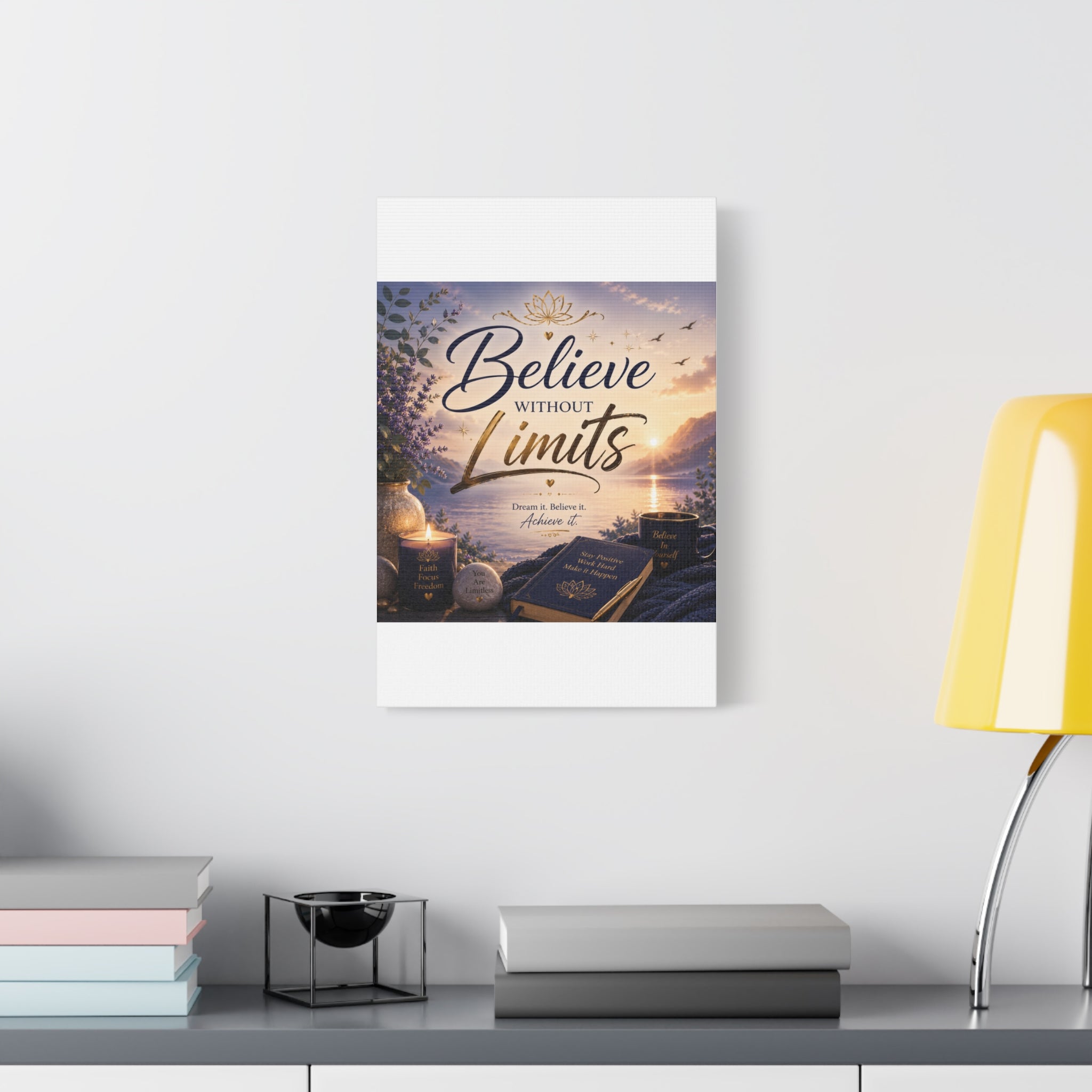 Believe Without Limits Canvas Wall Art – Inspirational Stretched Matte Print