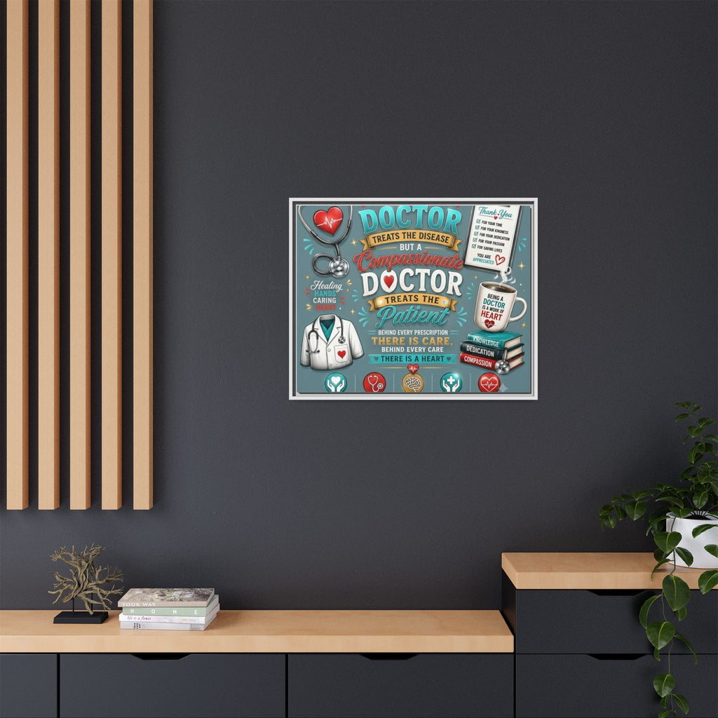 Framed Canvas Print — 'A Great Doctor Treats the Patient' Medical Tribute Wall Art