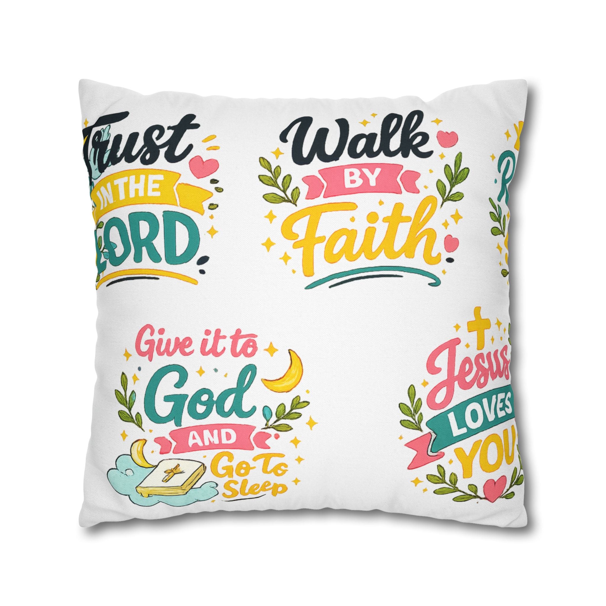 Faith Quote Decorative Pillowcase — "Walk by Faith" Inspirational Throw Pillow Cover