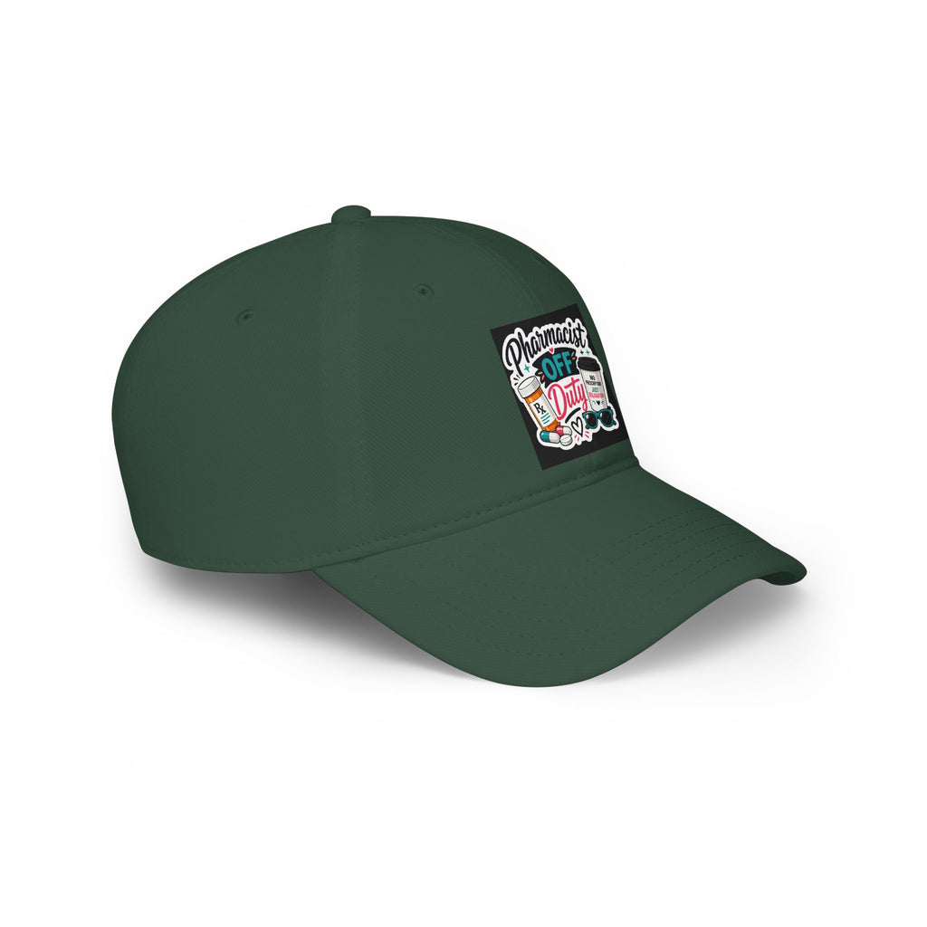 Pharmacist Off Duty Baseball Cap — Funny Pharmacist Hat with Pills & Script Patch