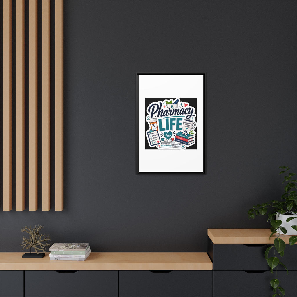 Pharmacy Life Framed Canvas Art — Colorful Pharmacist Wall Decor