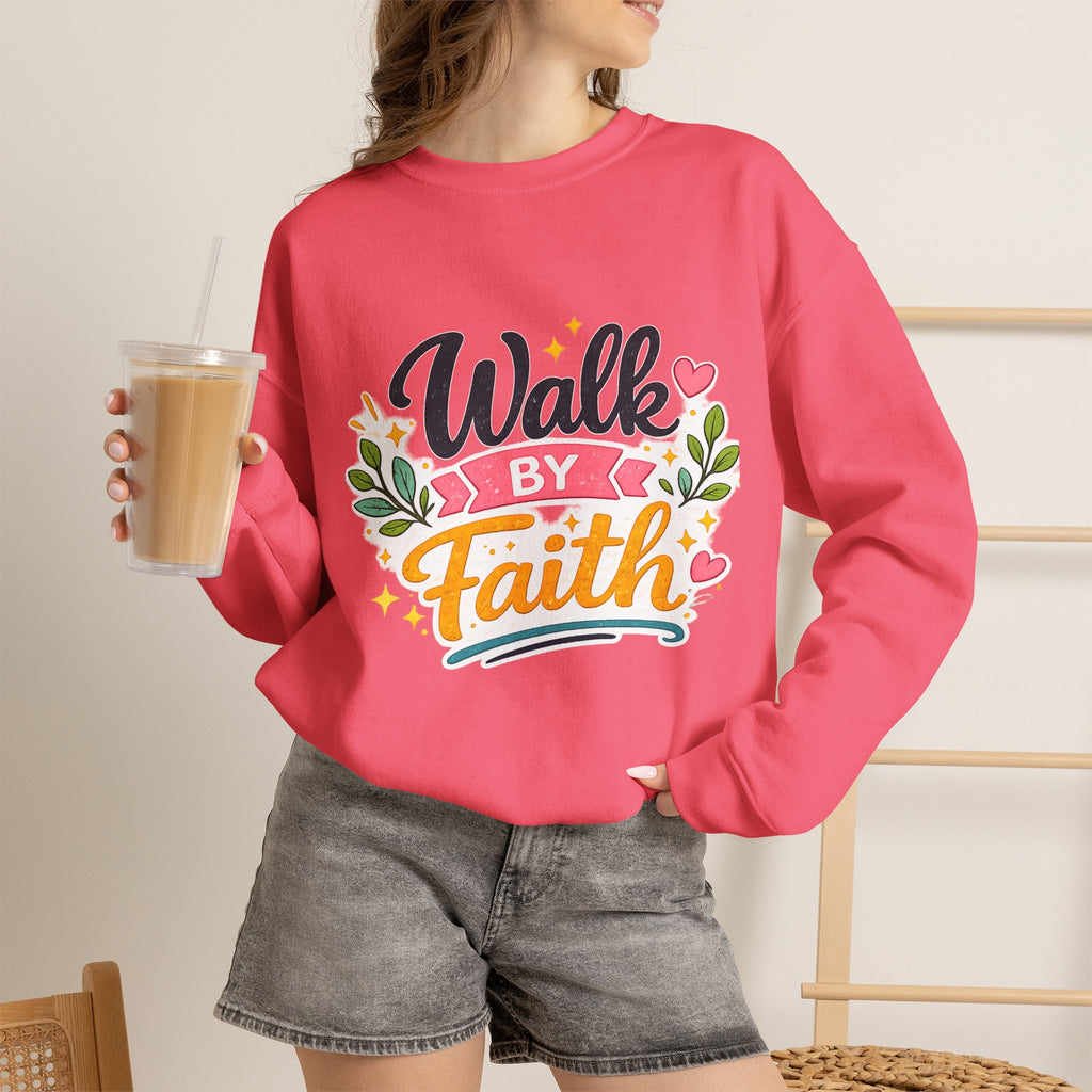 Walk By Faith Crewneck Sweatshirt — Inspirational Christian Pullover