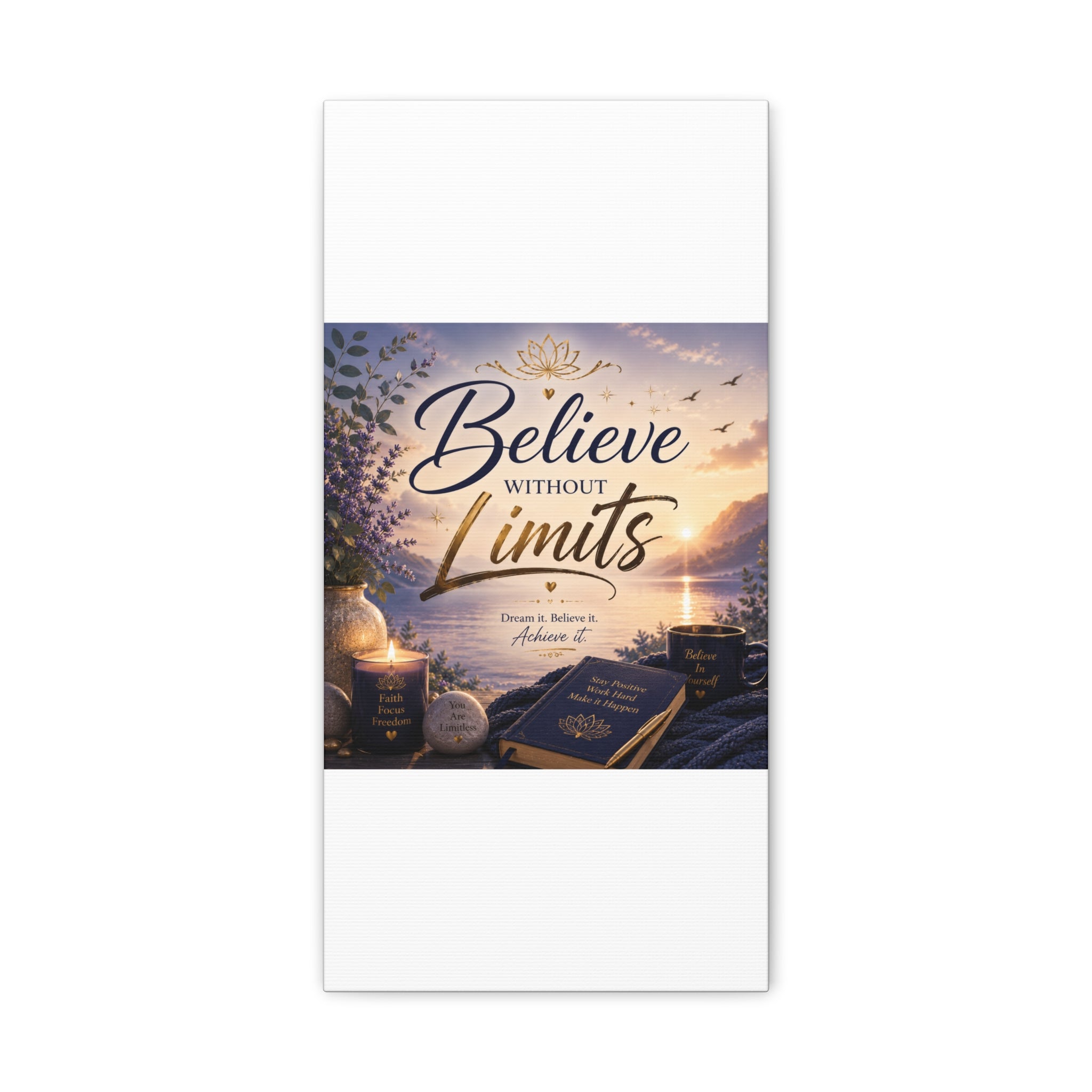 Believe Without Limits Canvas Wall Art – Inspirational Stretched Matte Print