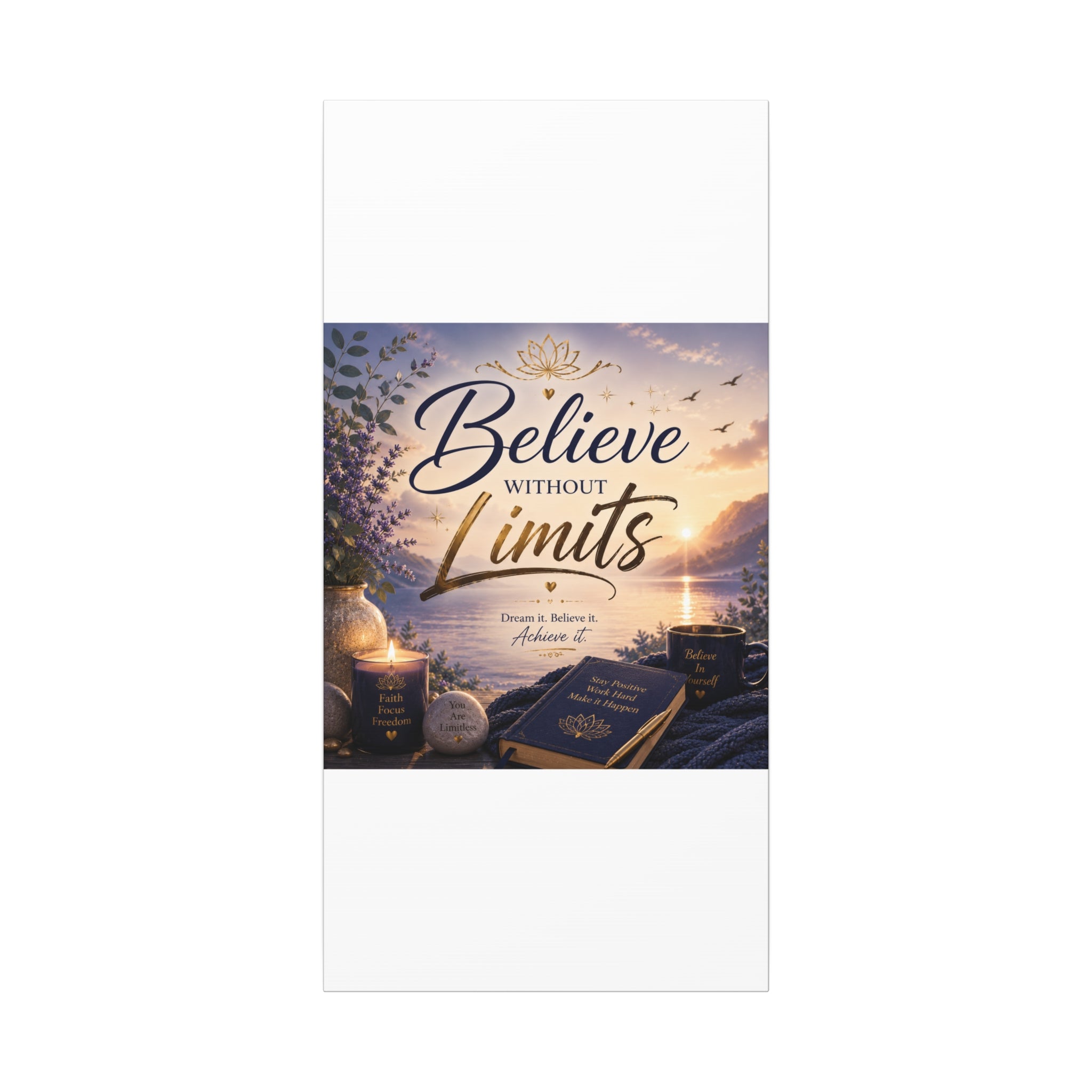 Believe Without Limits Canvas Wall Art – Inspirational Stretched Matte Print